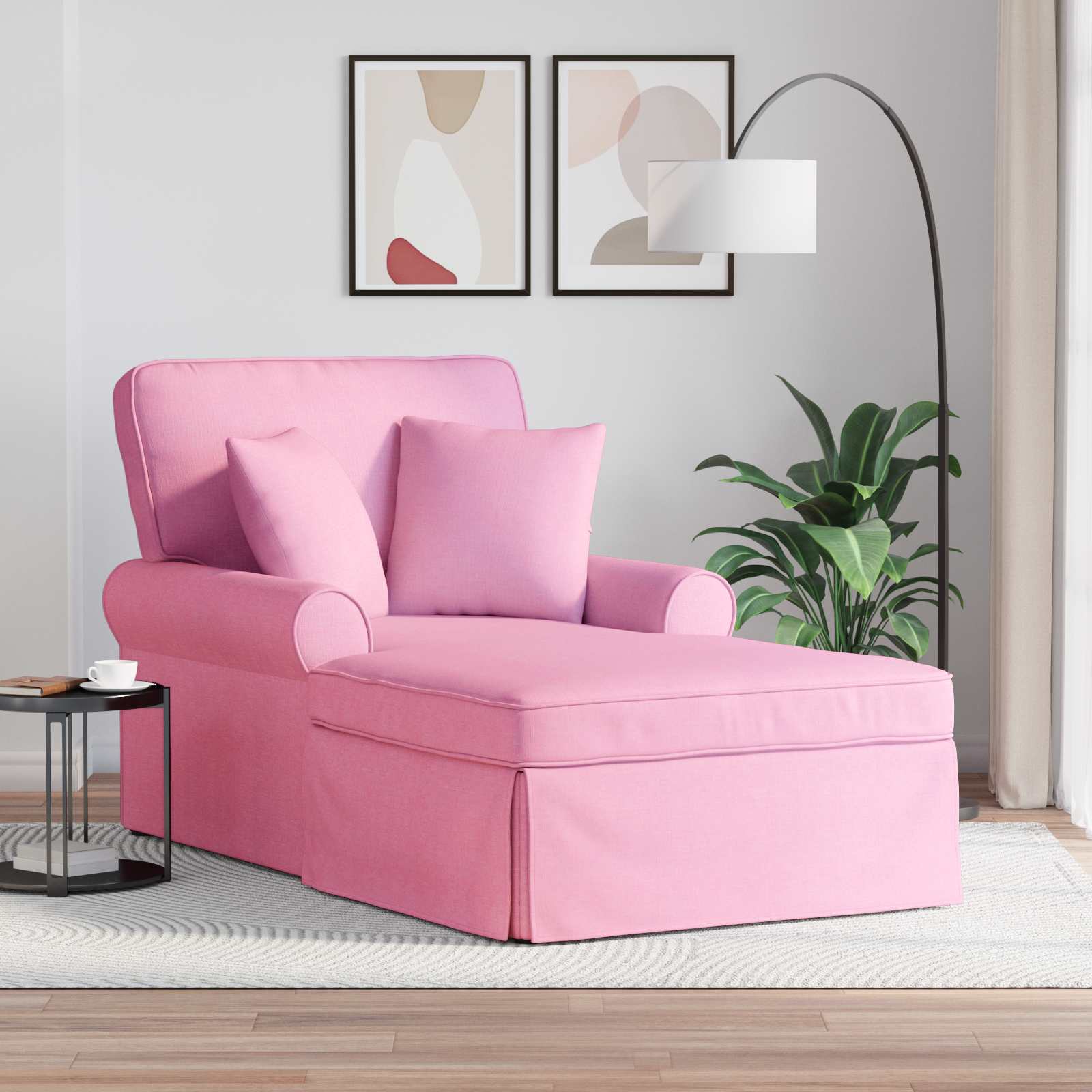 Chaise Lounge mit Rock 3 stk. Rosa Stoff 91 x 157 x 91 cm