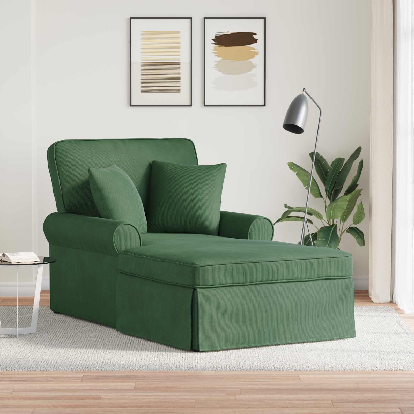 Chaise Lounge mit Rock 3 stk. Dschungelgrün Cordstoff