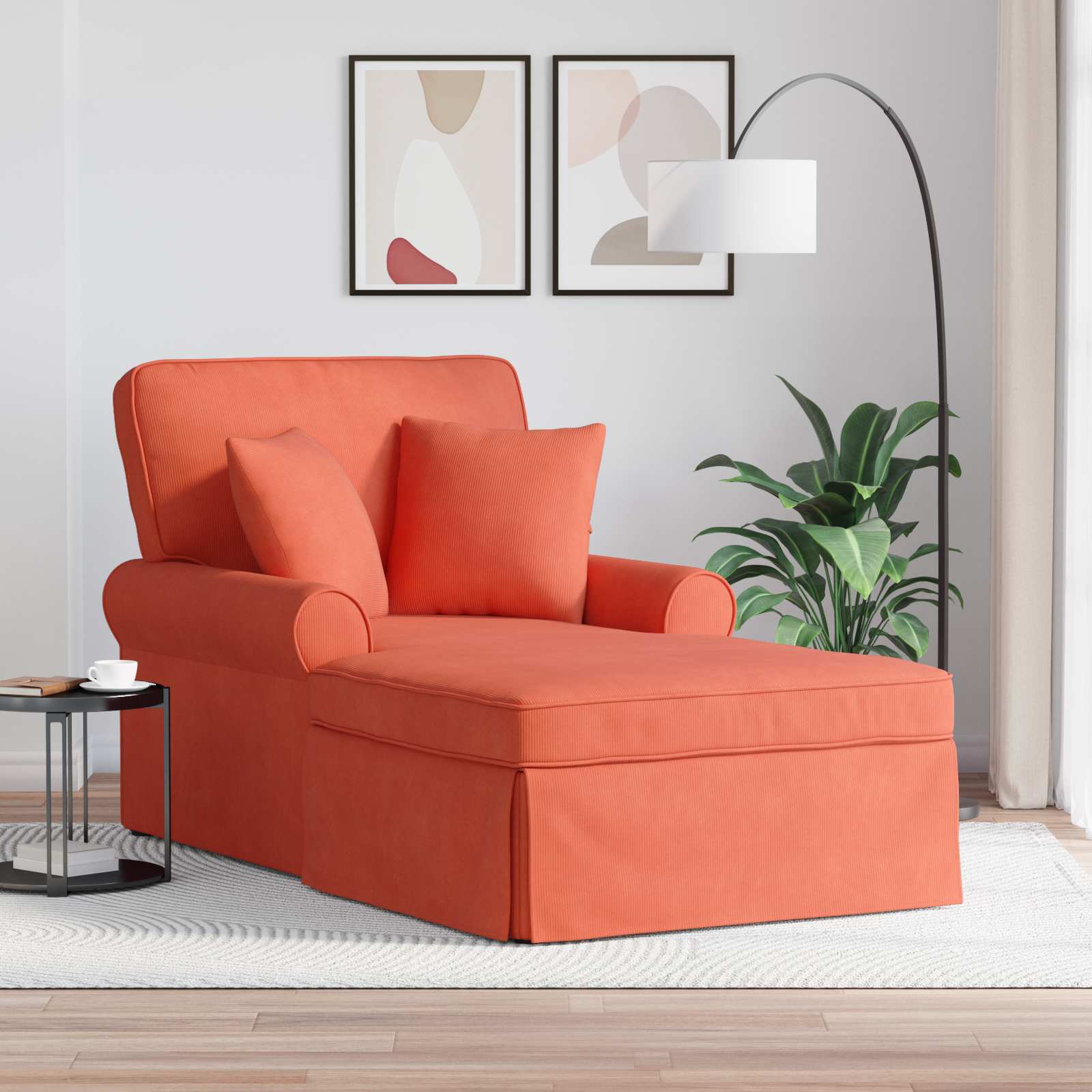 Chaise Lounge mit Rock 3 stk. Rot-Orange Cordstoff