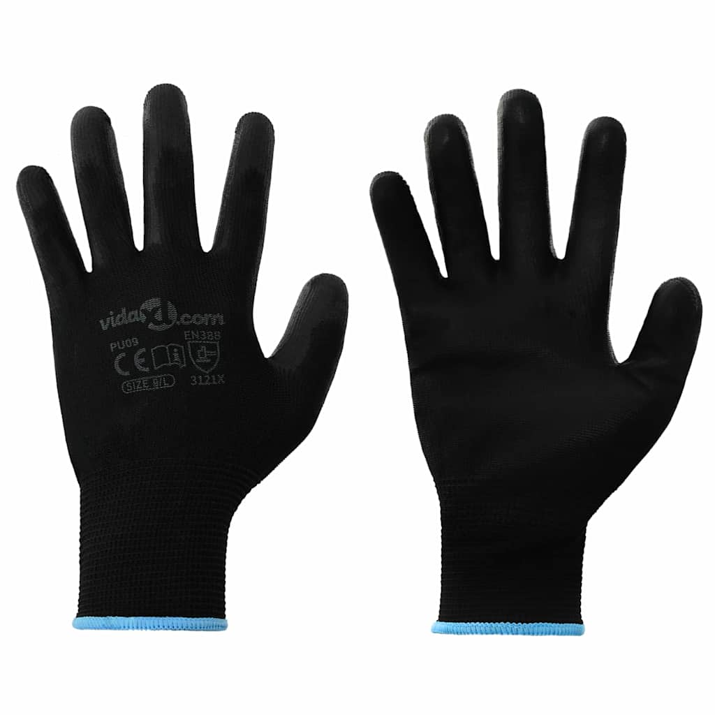 Arbeitshandschuhe 24 Stk. Schwarz 9 / l Polyester