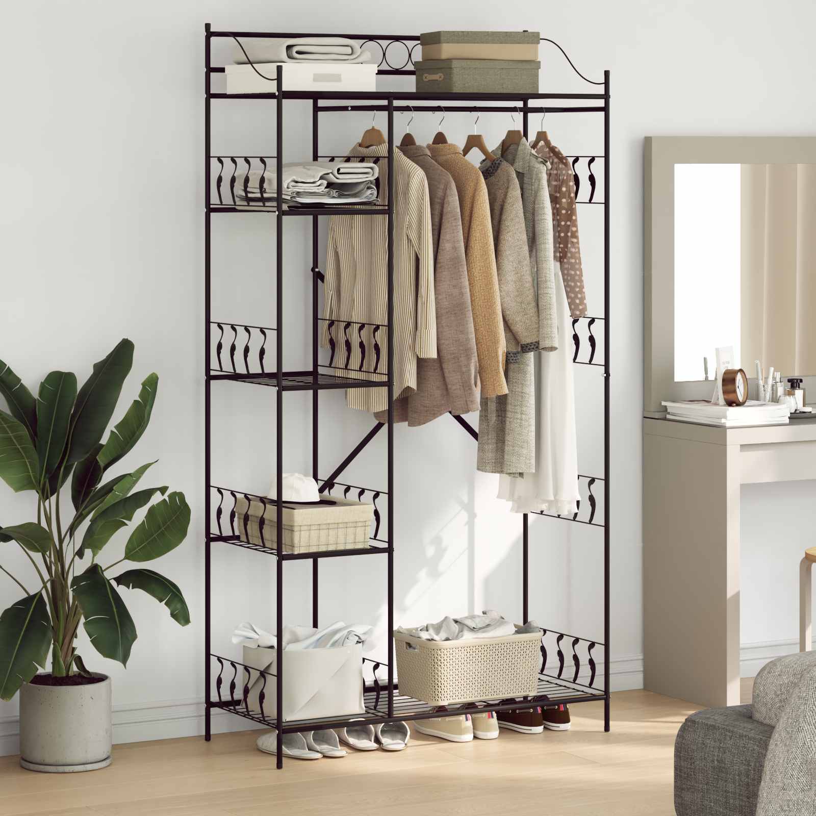 Offener Kleiderschrank Schwarz 101 x 43 x 188 cm Stahl