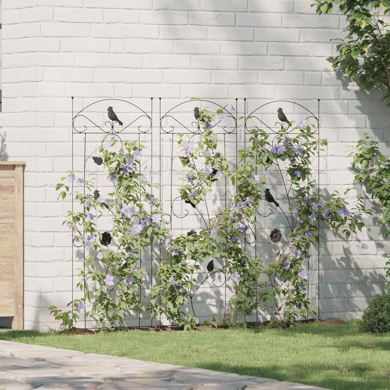 Gartenzaun 3 stk. Schwarz 110 x 40 cm Stahl