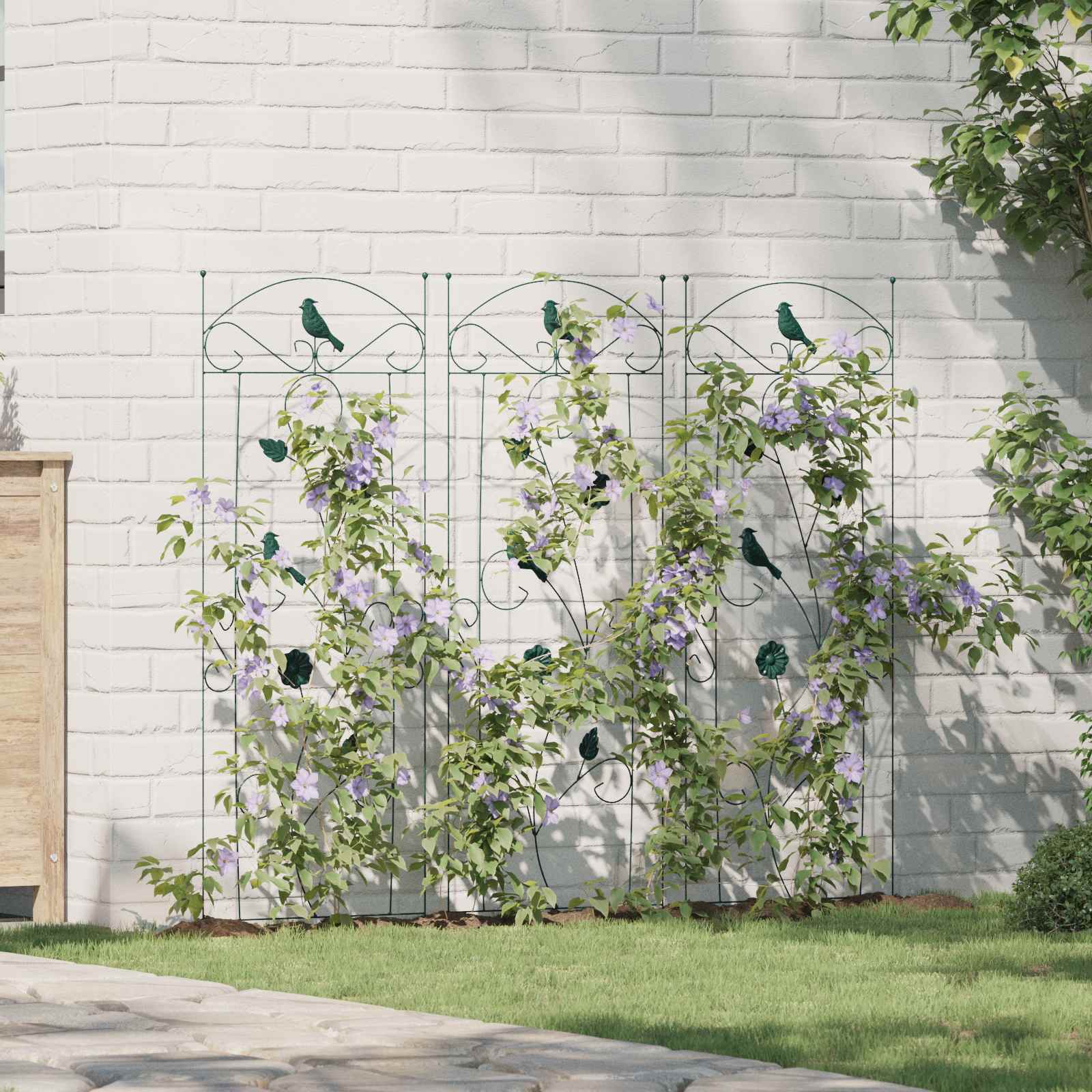 Gartenzaun 3 stk. Grün 110 x 40 cm Stahl