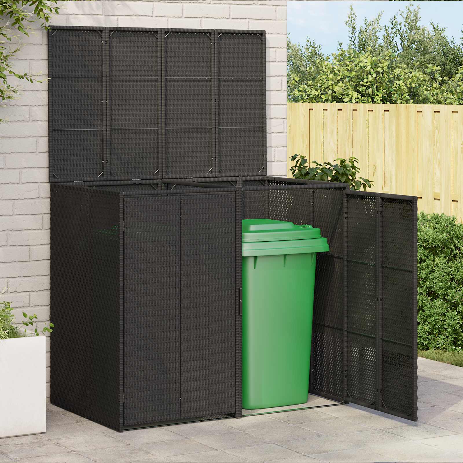 Mülltonnenbox 2 stk. Schwarz 130 x 80 x 115 cm Polyethylen