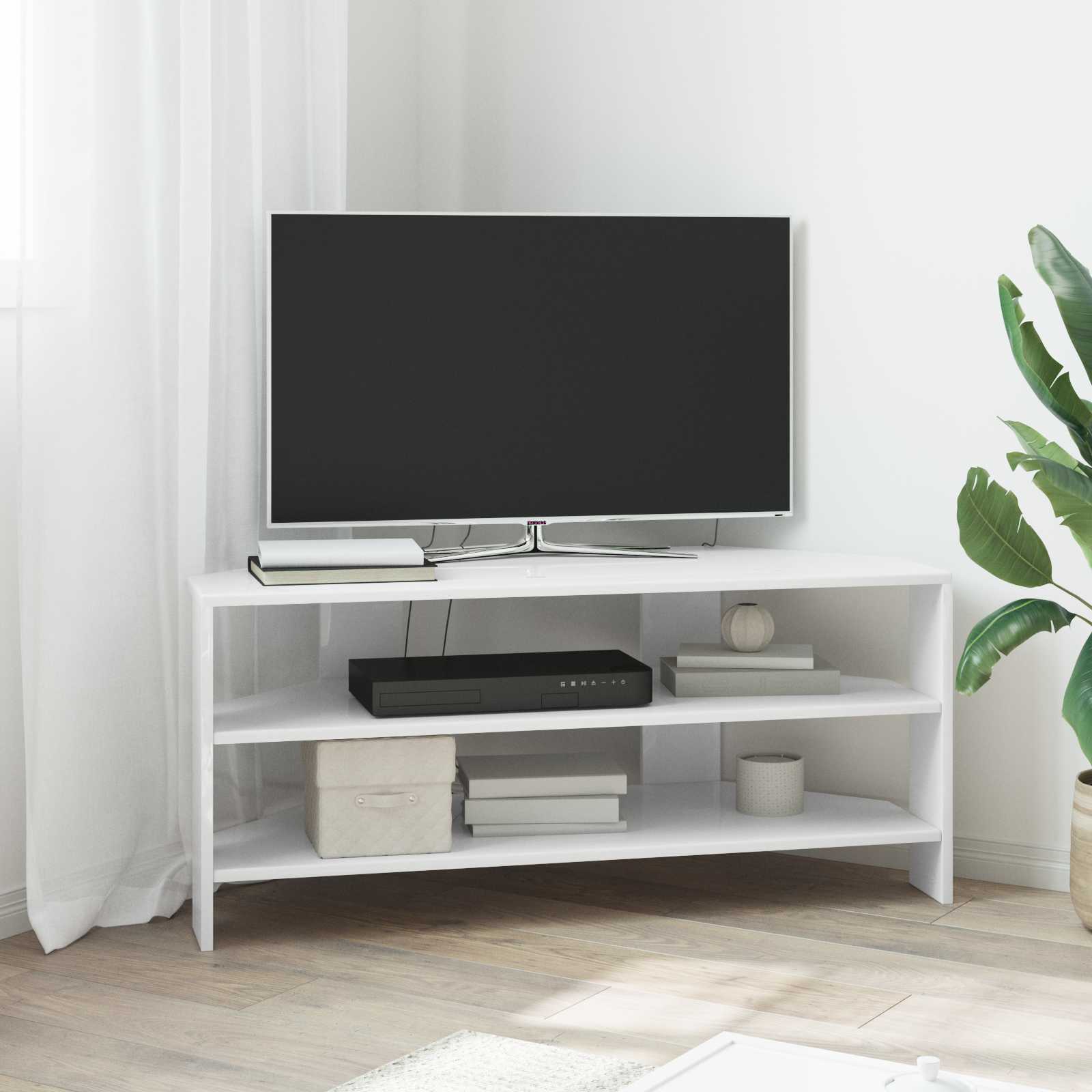 EckTVSchrank 102x40,5x45cm Hochglanz Weiß Holzwerkstoff
