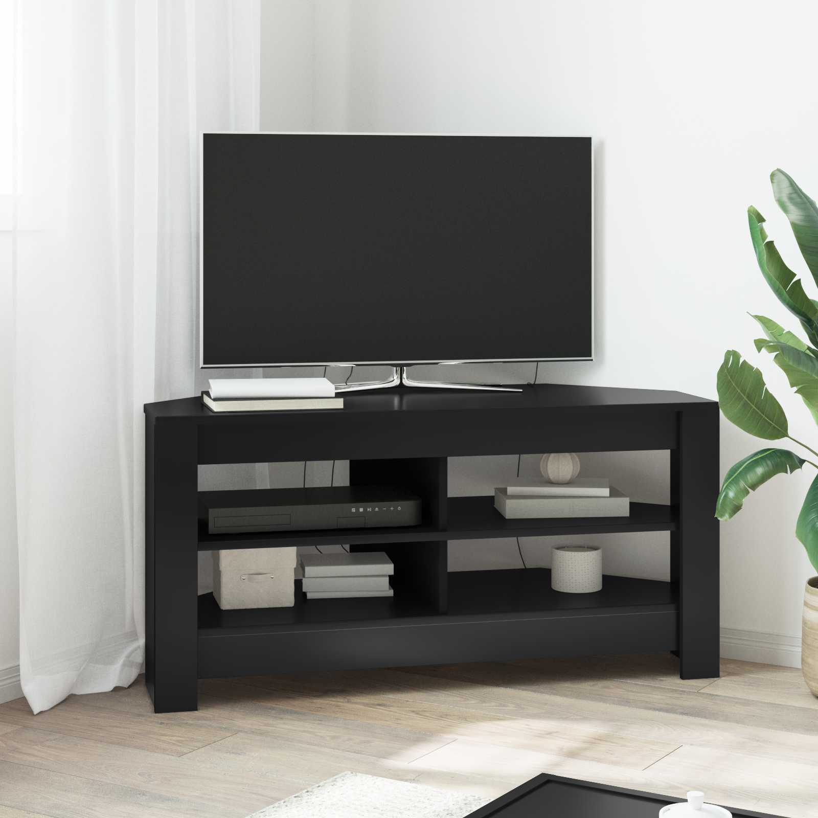 EckTVSchrank 102 x 40,5 x 45 cm Schwarz Holzwerkstoff