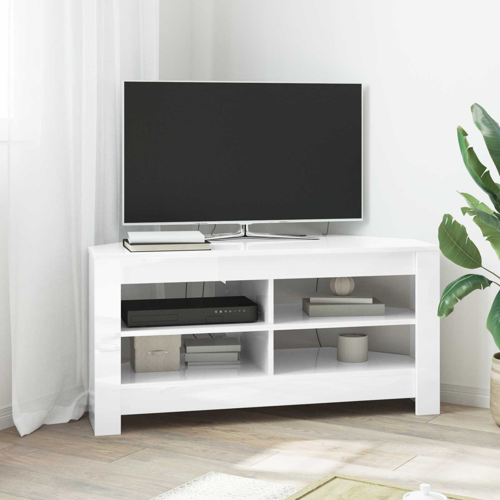 EckTVSchrank 102 x 40,5 x 45 cm Hochglanz Weiß Holzwerkstoff