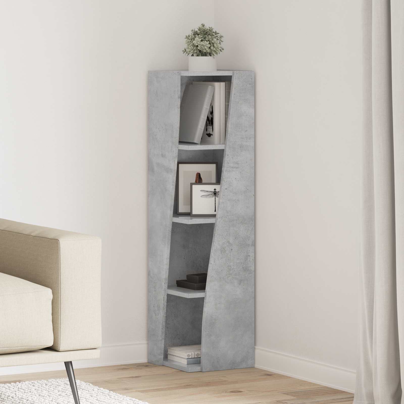 Eckschrank 27,5x27x102cm Holzwerkstoff Betongrau