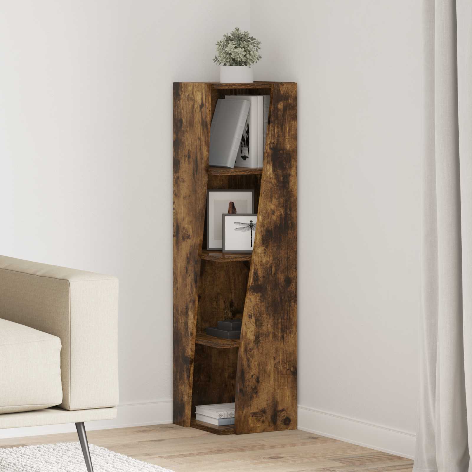 Eckschrank 27,5x27x102cm Holzwerkstoff Räuchereiche