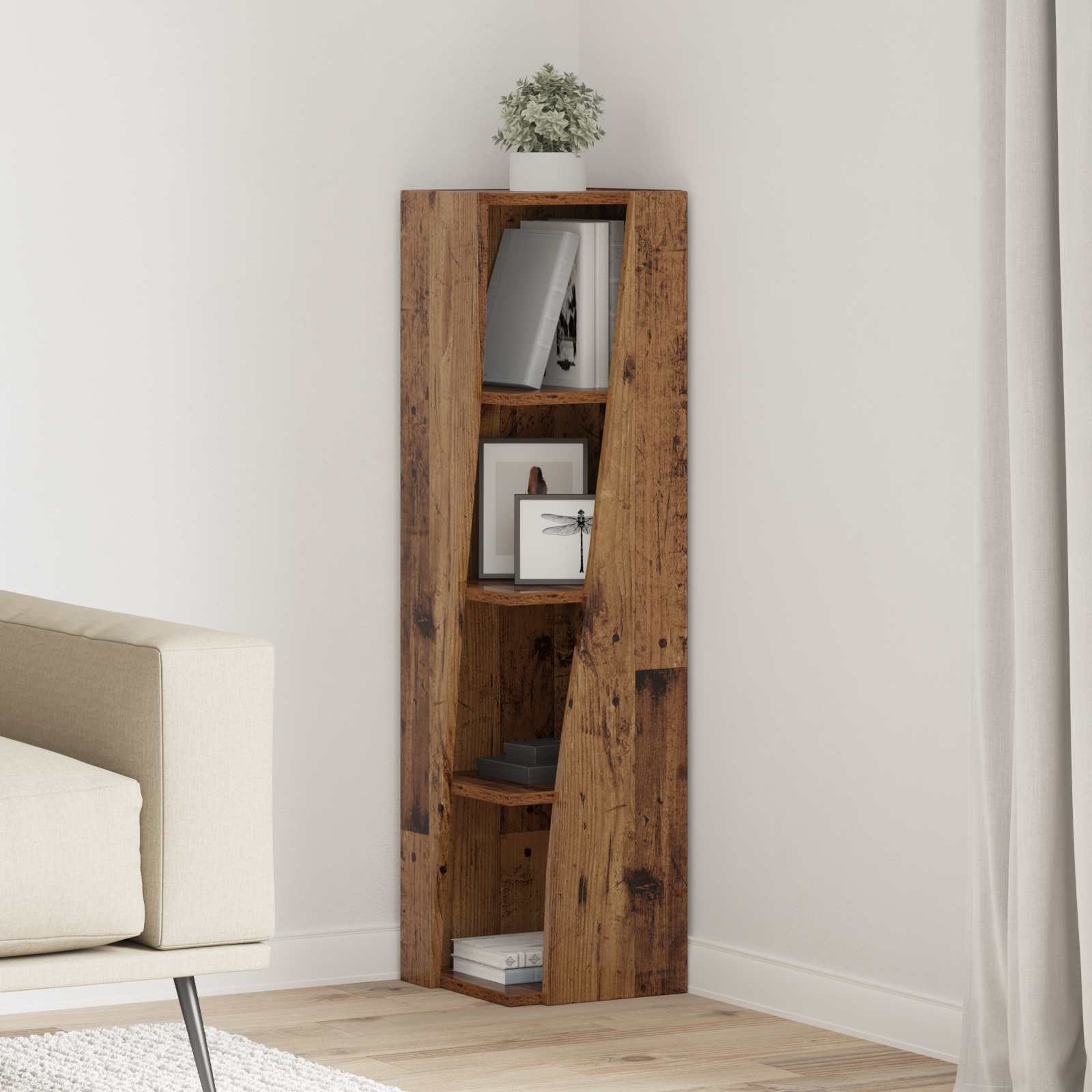 Eckschrank 27,5x27x102cm Holzwerkstoff Altholz