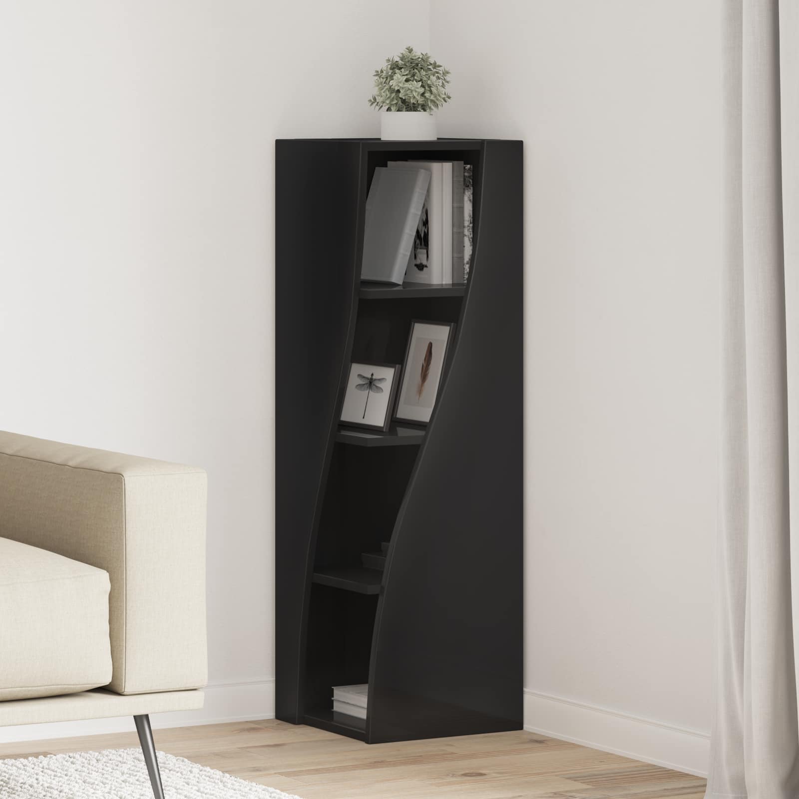 Eckschrank 32x32x102cm Holzwerkstoff Schwarz