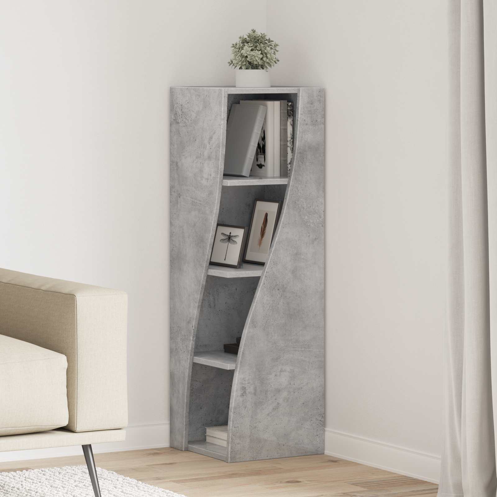 Eckschrank 32x32x102cm Holzwerkstoff Betongrau