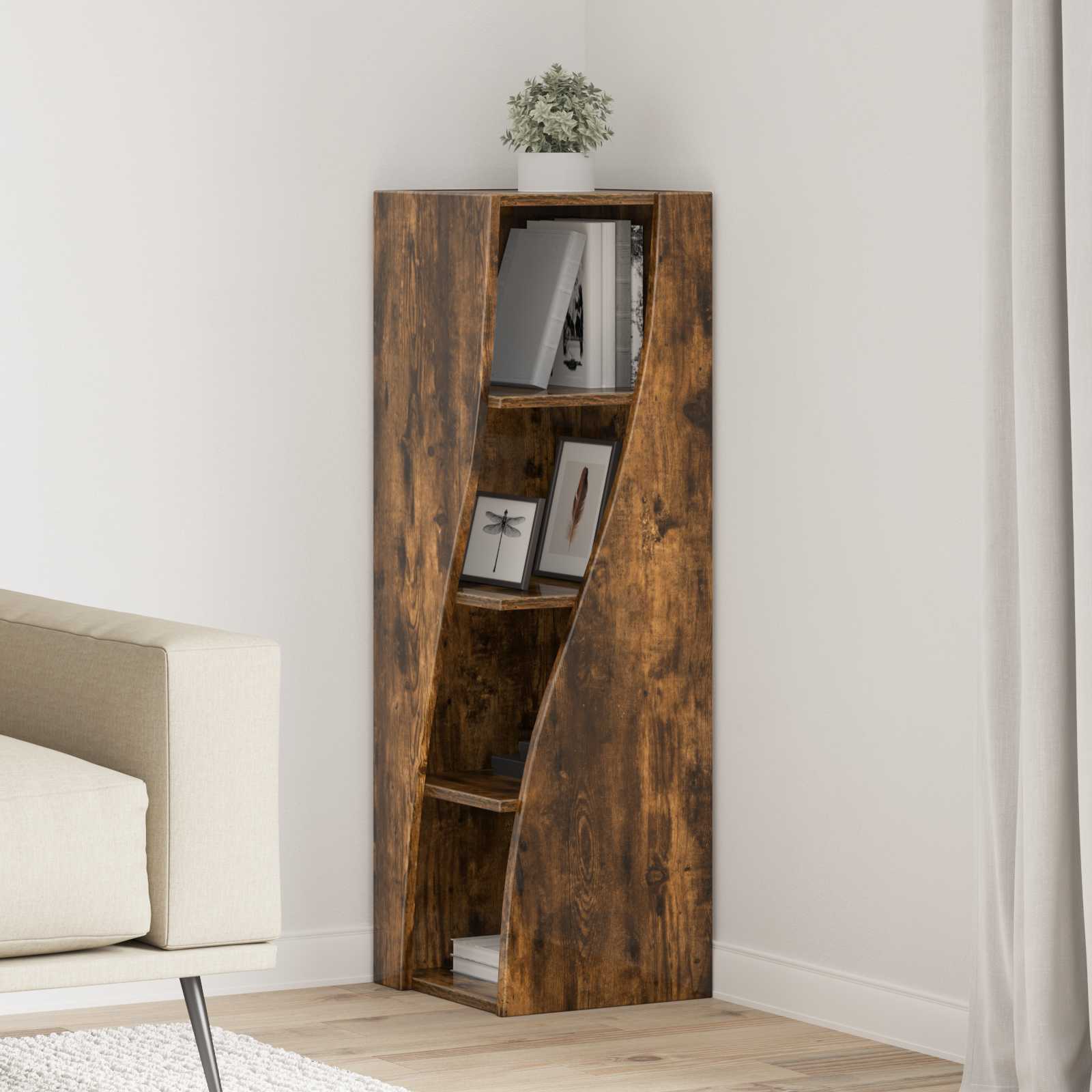 Eckschrank 32x32x102cm Holzwerkstoff Räuchereiche