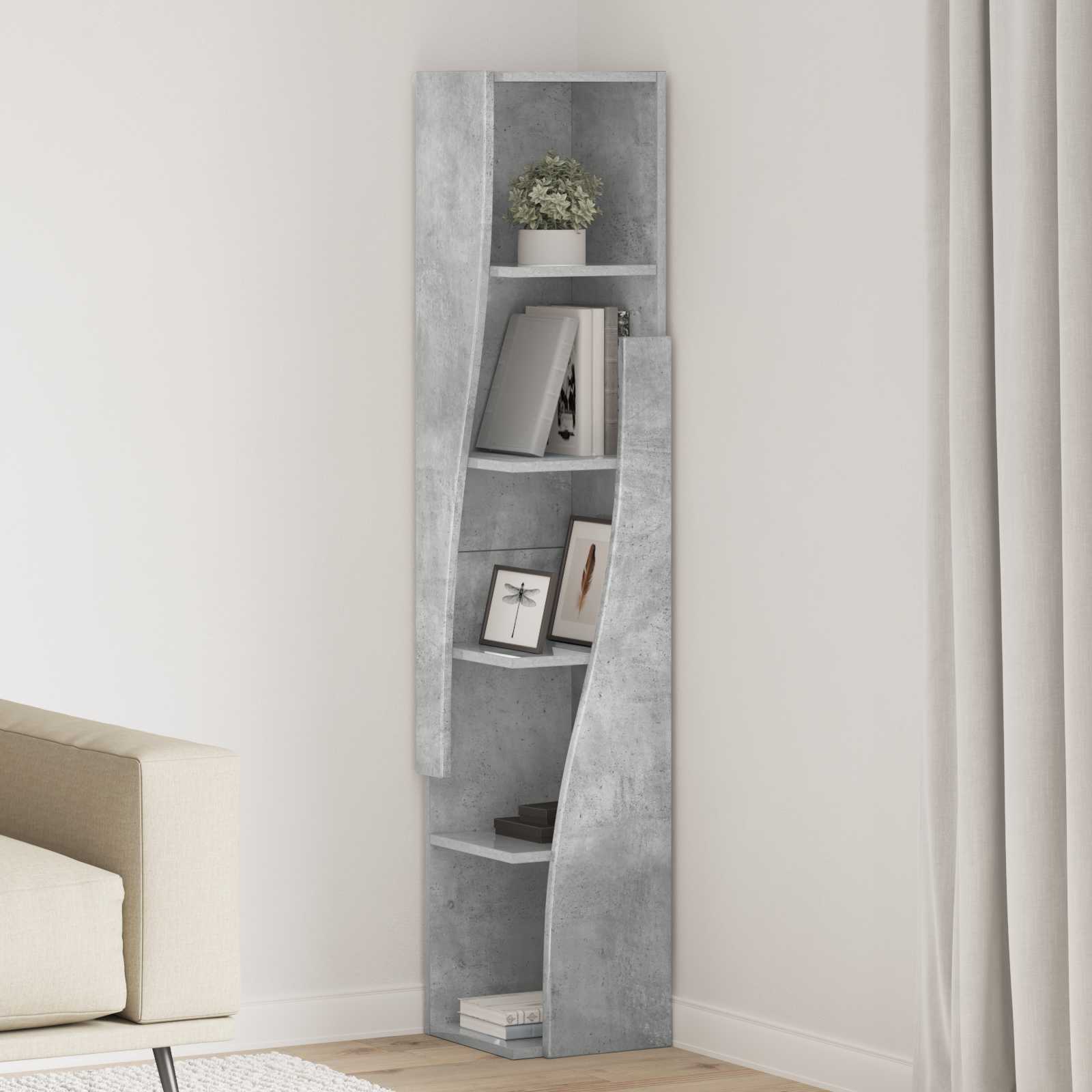 Eckschrank 27,5x27x140cm Holzwerkstoff Betongrau