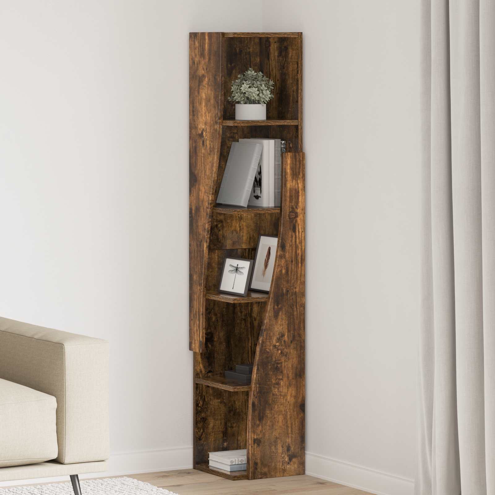 Eckschrank 27,5x27x140cm Holzwerkstoff Räuchereiche
