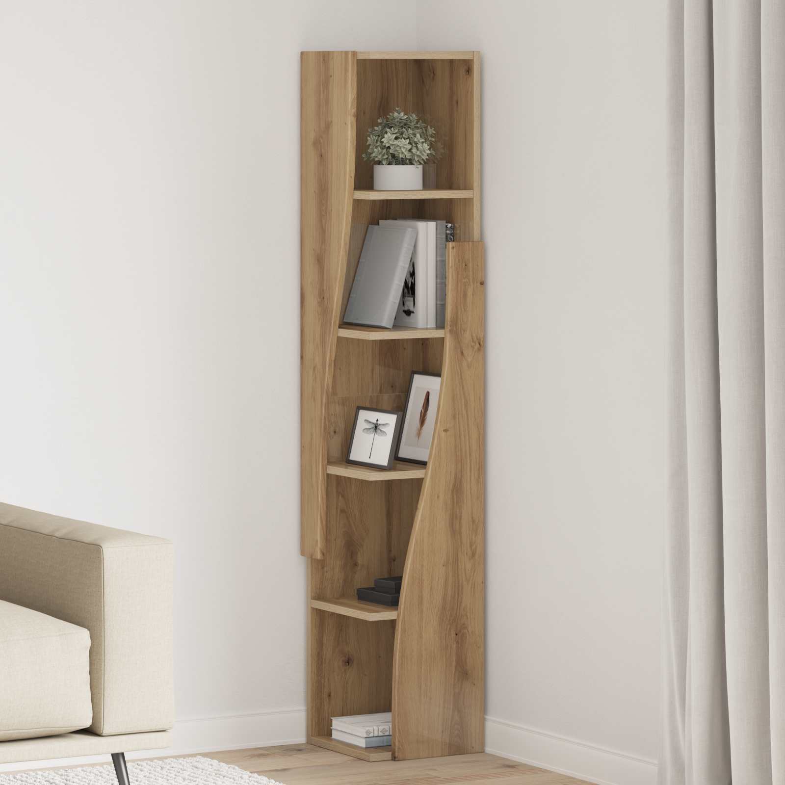 Eckschrank 27,5x27x140cm Holzwerkstoff Artisan-Eiche