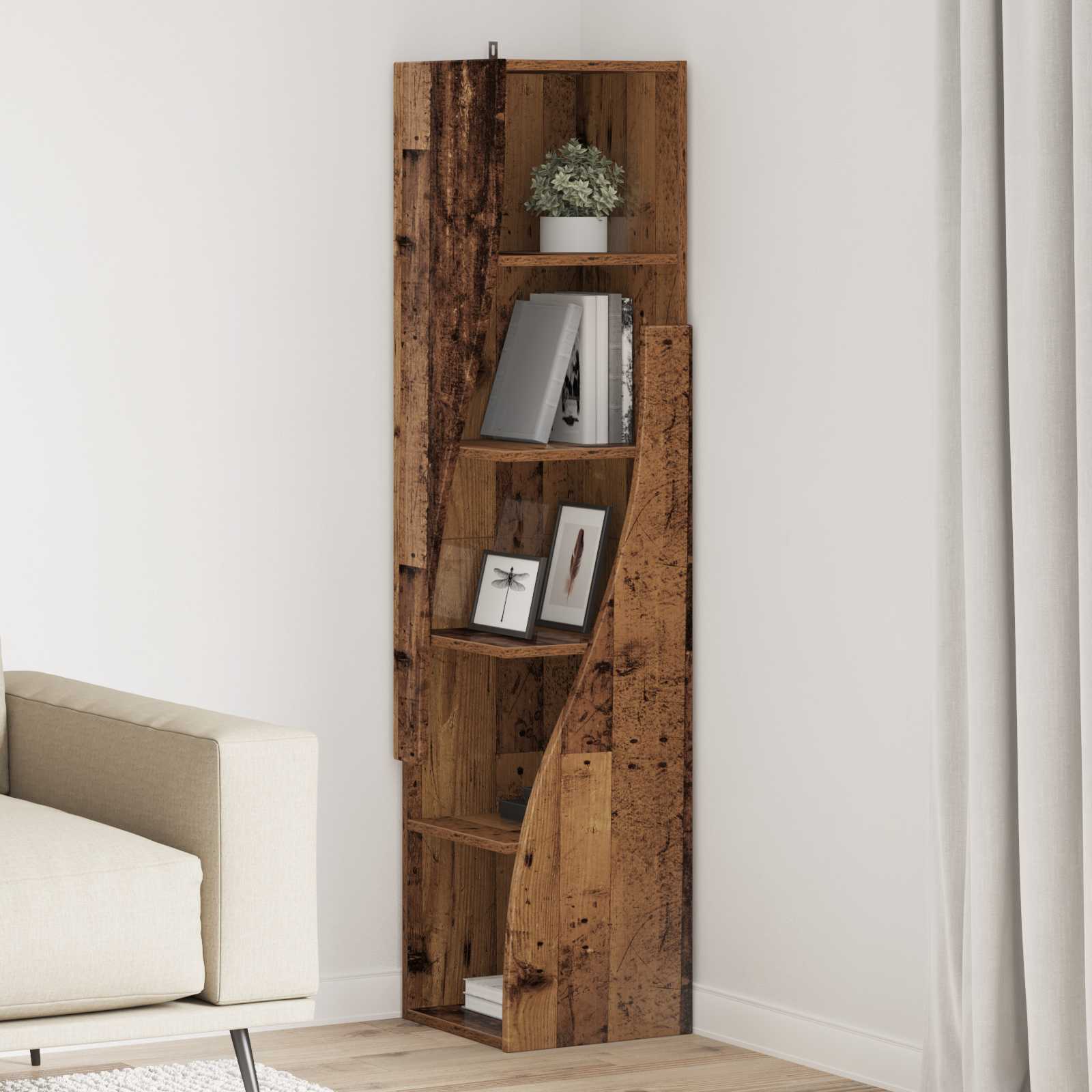 Eckschrank 32x32x140cm Holzwerkstoff Altholz