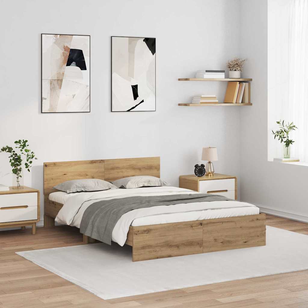 Bettrahmen Artisan-Eiche 135 x 190 cm Holzwerkstoff