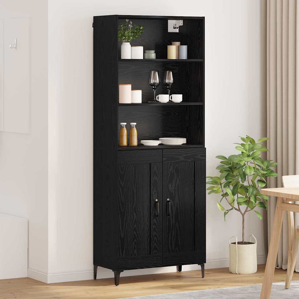 Highboard 2 stk. Schwarz Eichen-Optik 69,5 x 34 x 180 cm