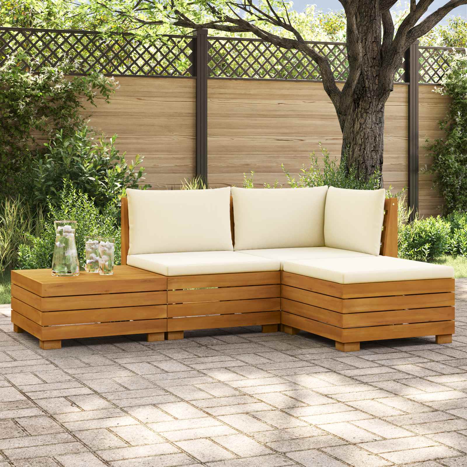 4 stk. Outdoor-Sofagarnitur Massivholz Akazie Braun