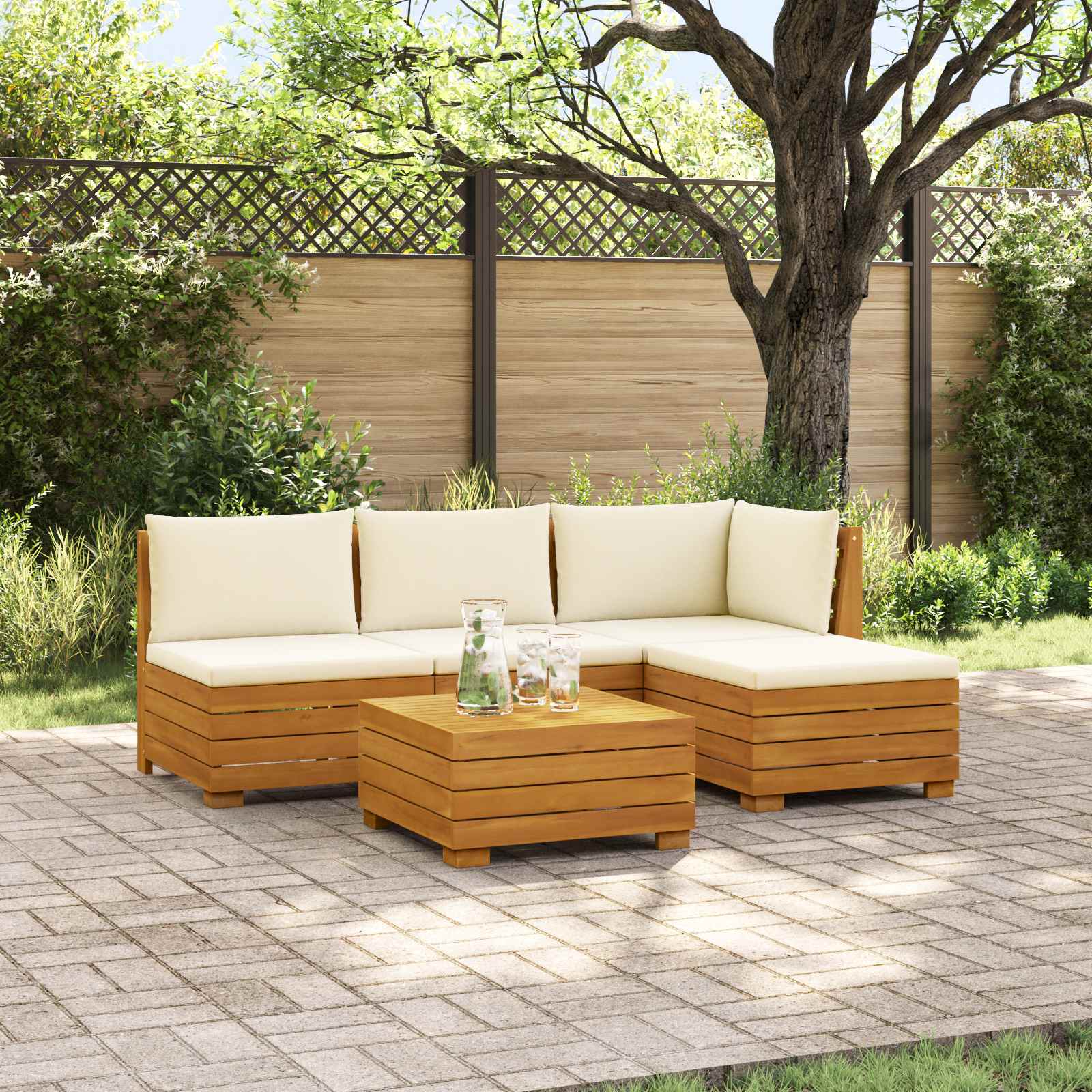 5 stk. Outdoor-Sofagarnitur Massivholz Akazie Braun
