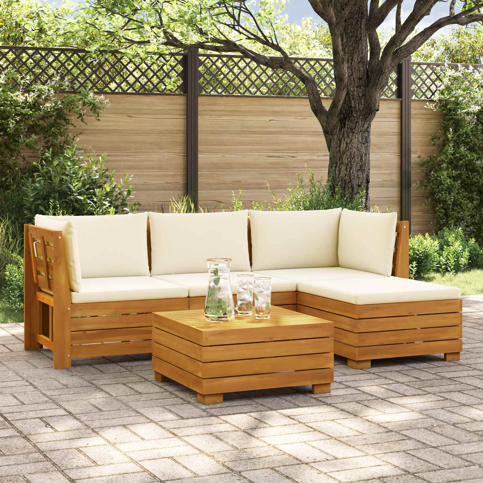 5 stk. Outdoor-Sofagarnitur Massivholz Akazie Braun