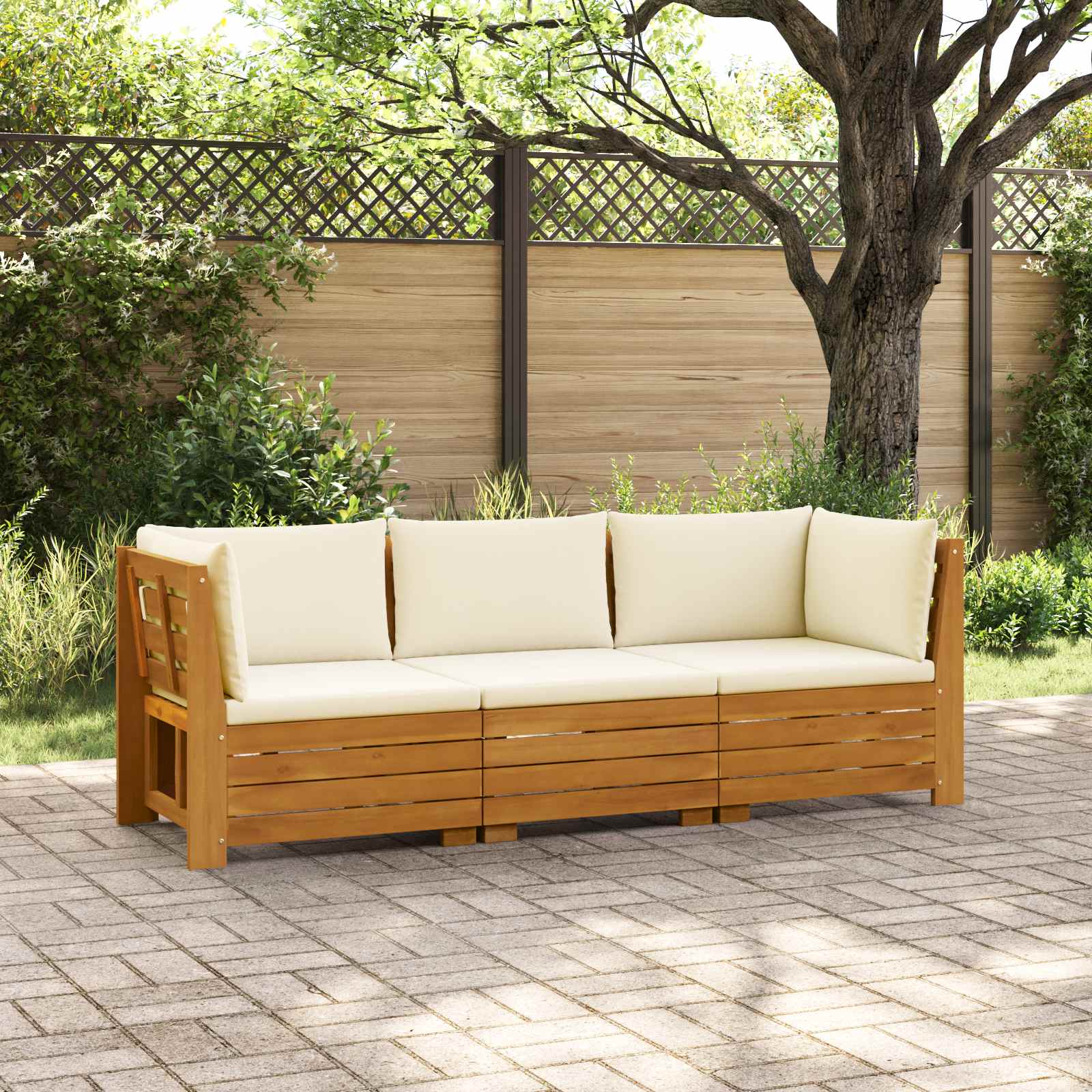 3 stk. Outdoor-Sofagarnitur Massivholz Akazie Braun