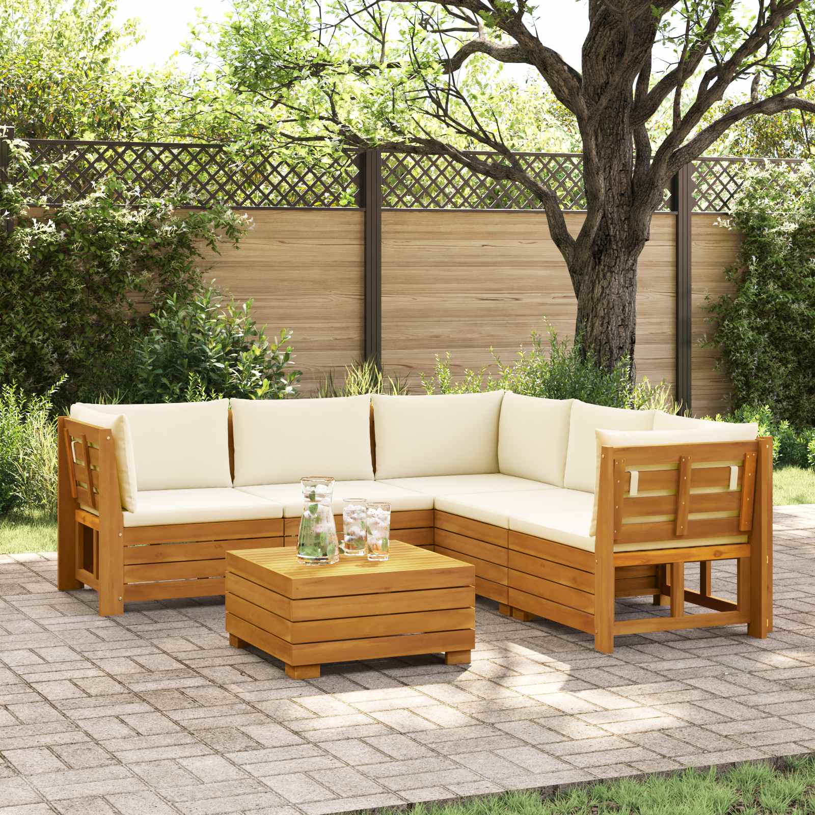 6 stk. Outdoor-Sofagarnitur Massivholz Akazie Braun