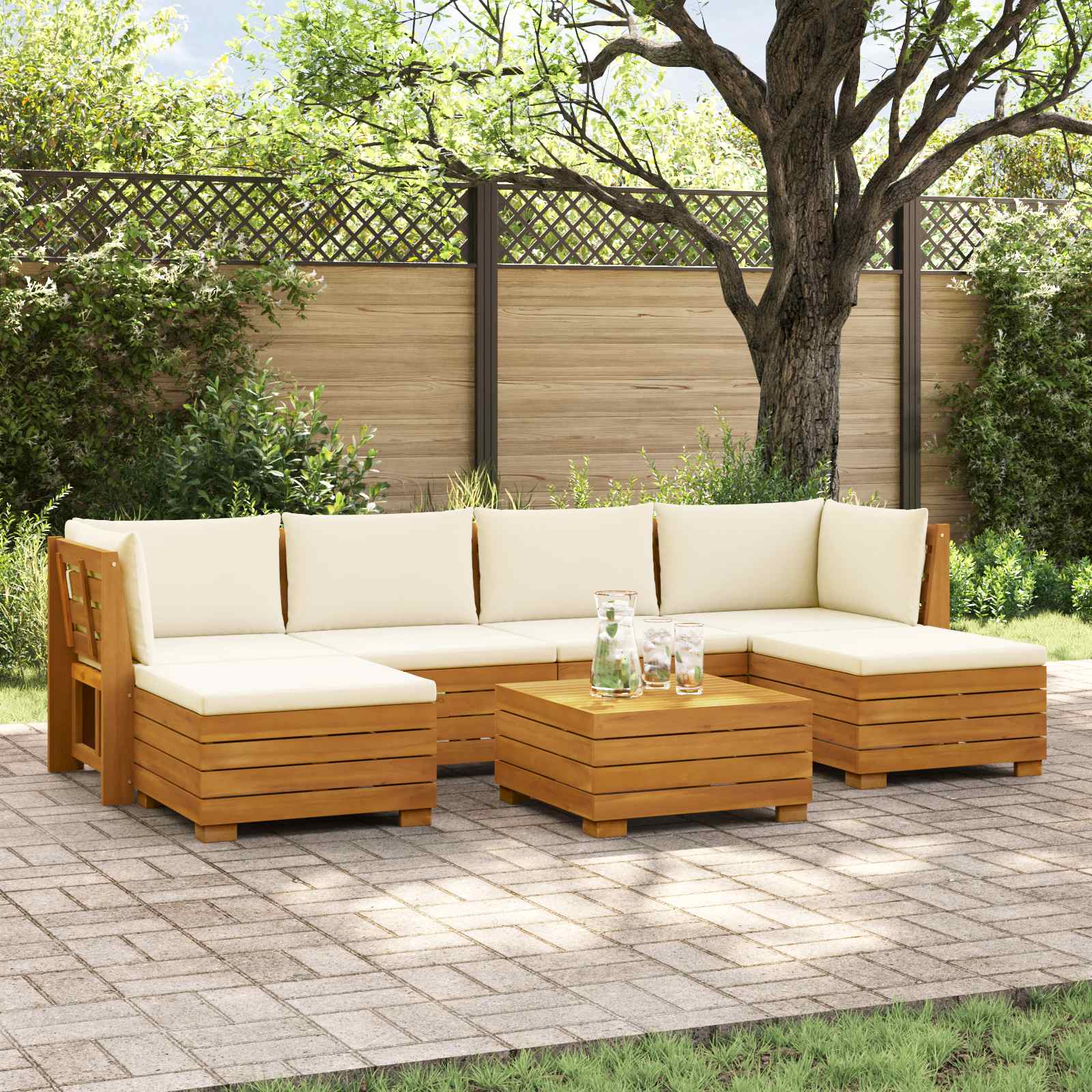 7 stk. Outdoor-Sofagarnitur Massivholz Akazie Braun