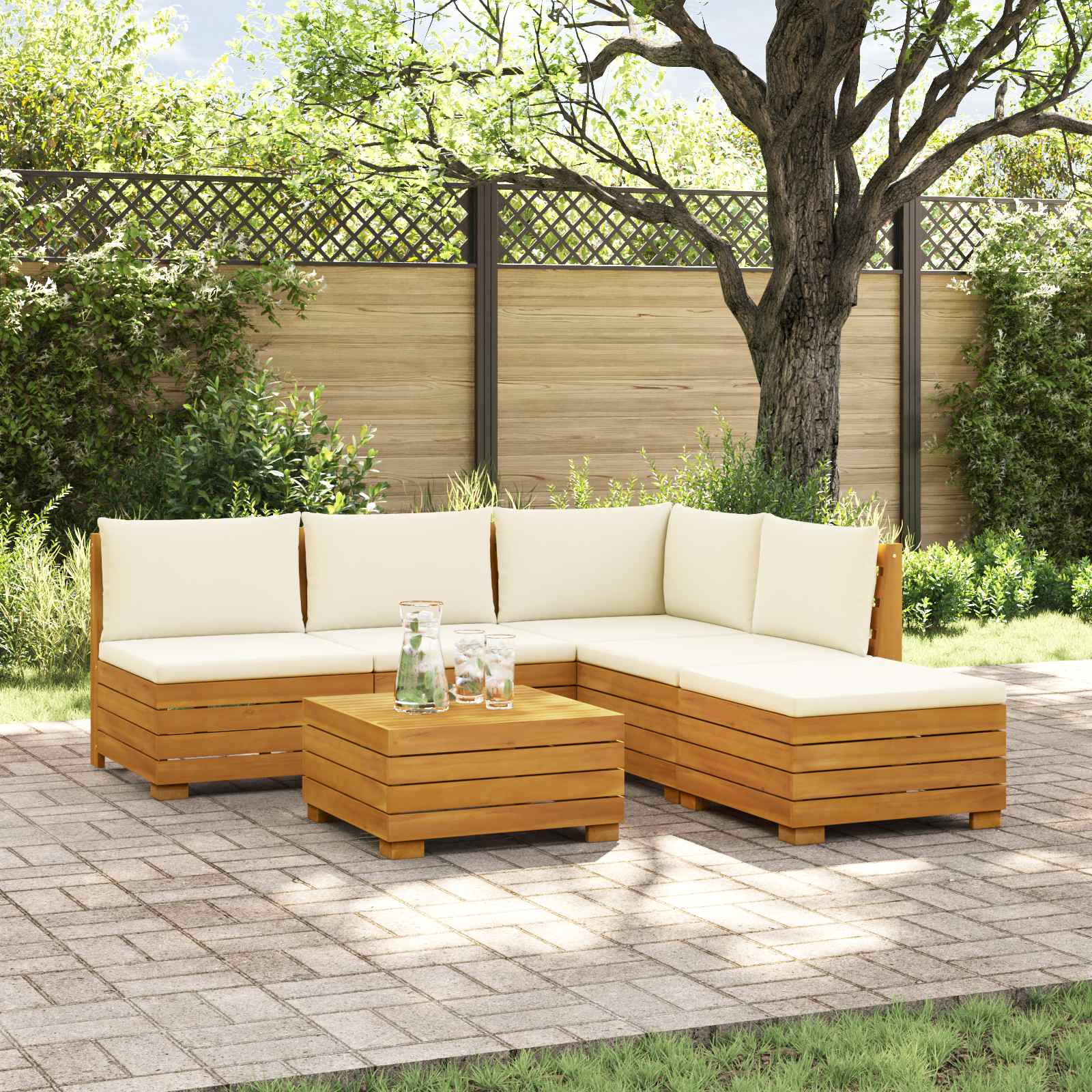 6 stk. Outdoor-Sofagarnitur Massivholz Akazie Braun