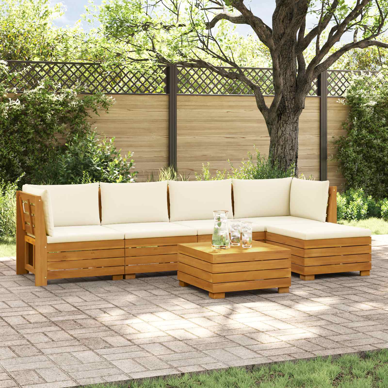 6 stk. Outdoor-Sofagarnitur Massivholz Akazie Braun