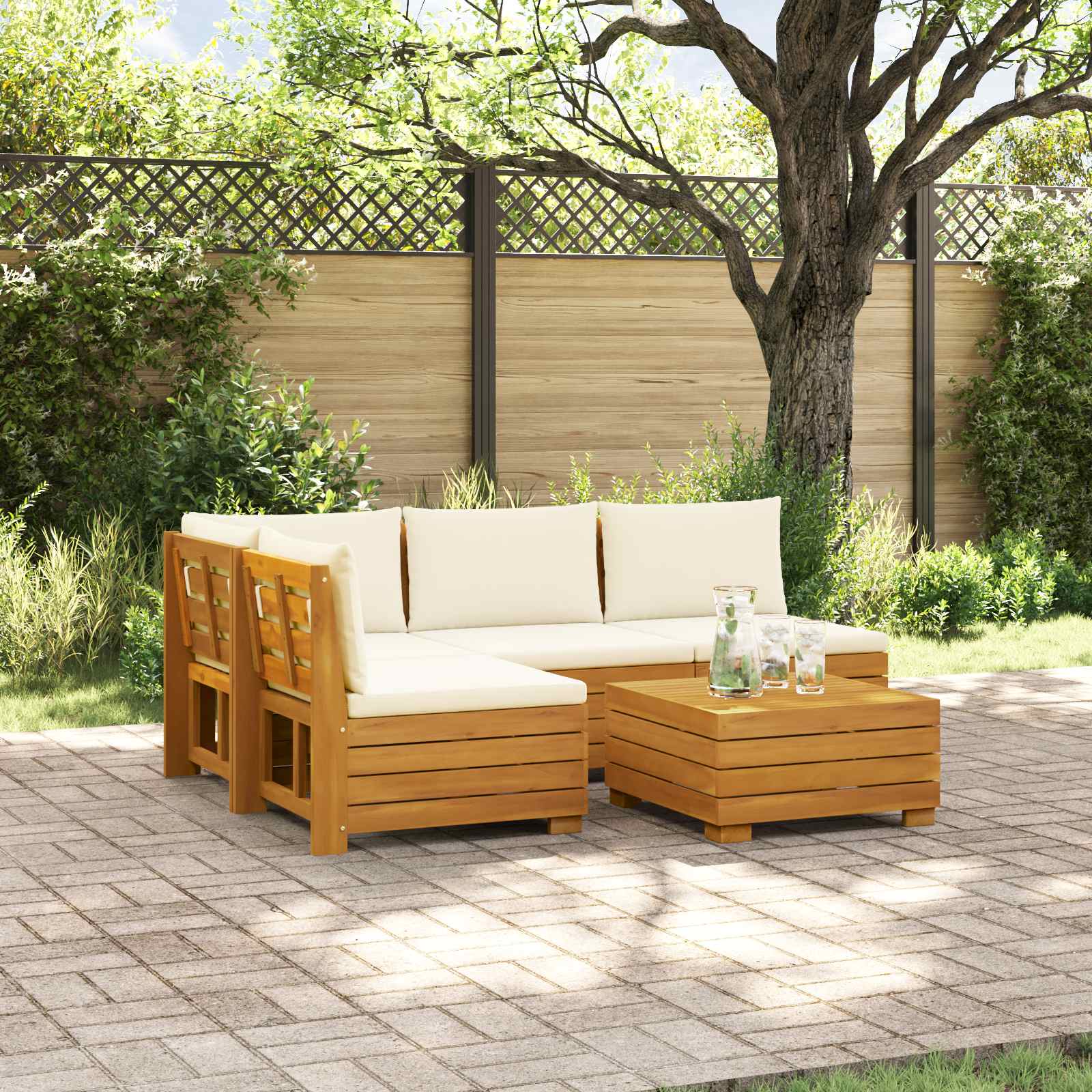 5 stk. Outdoor-Sofagarnitur Massivholz Akazie Braun