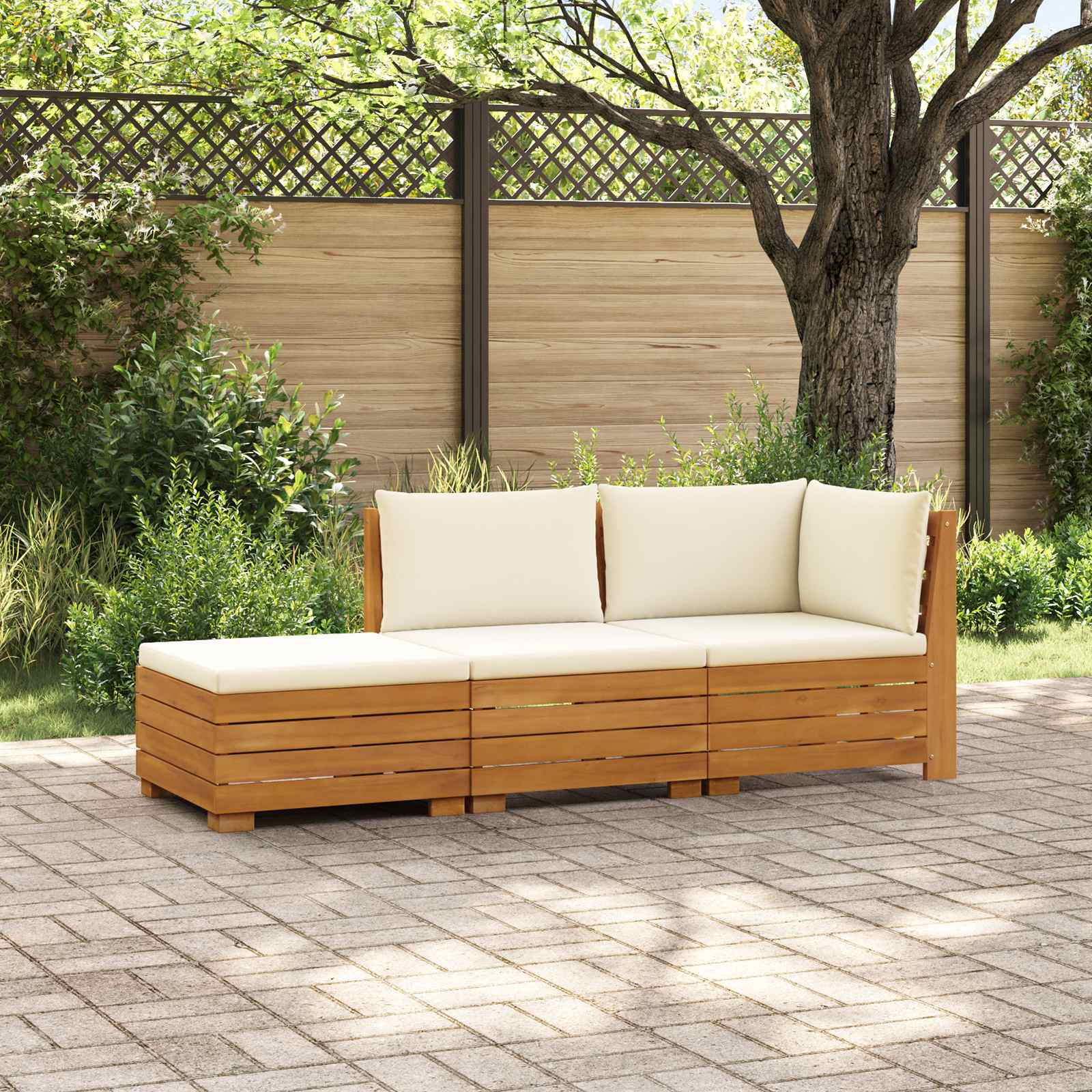 3 stk. Outdoor-Sofagarnitur Massivholz Akazie Braun