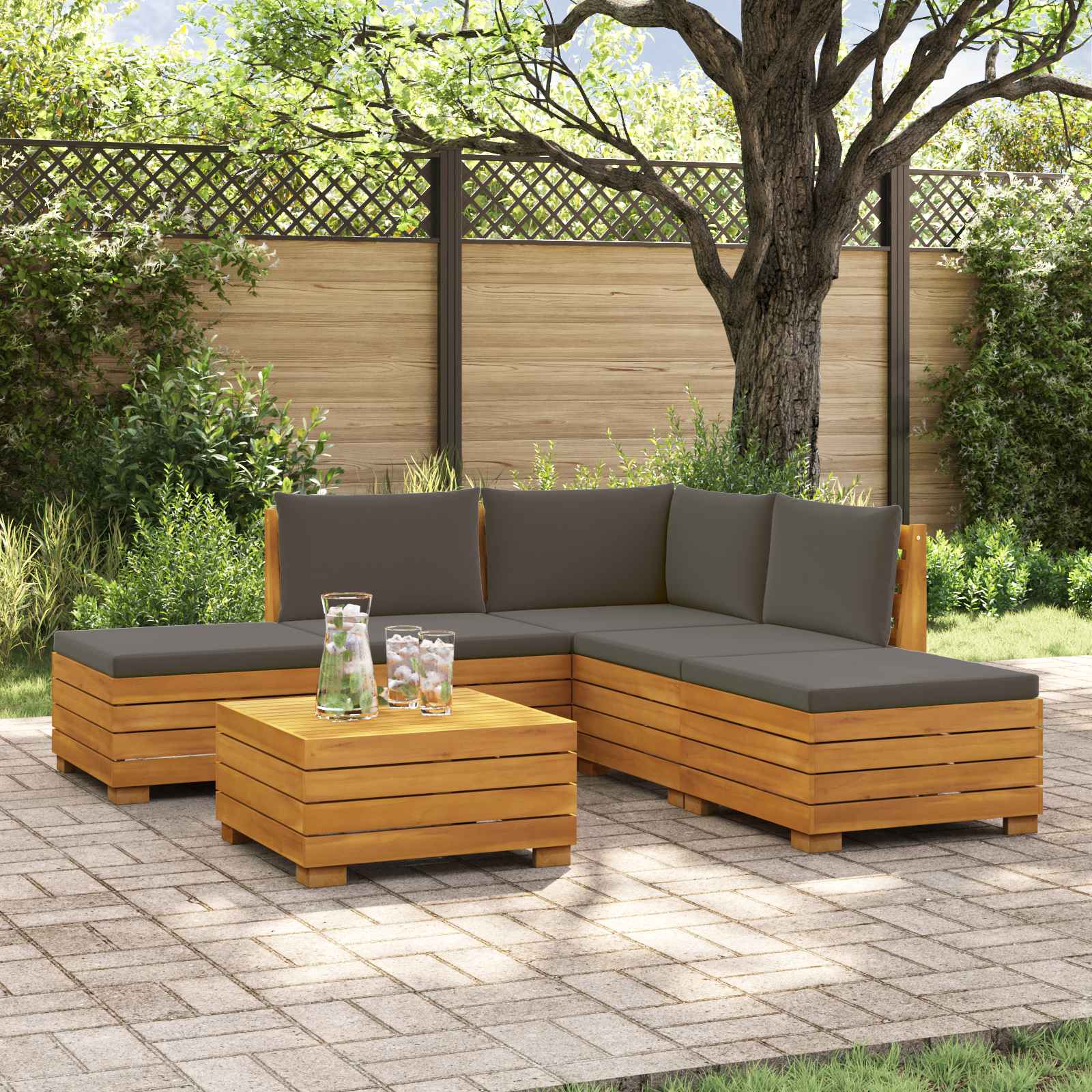 6 stk. Outdoor-Sofagarnitur Massivholz Akazie Braun