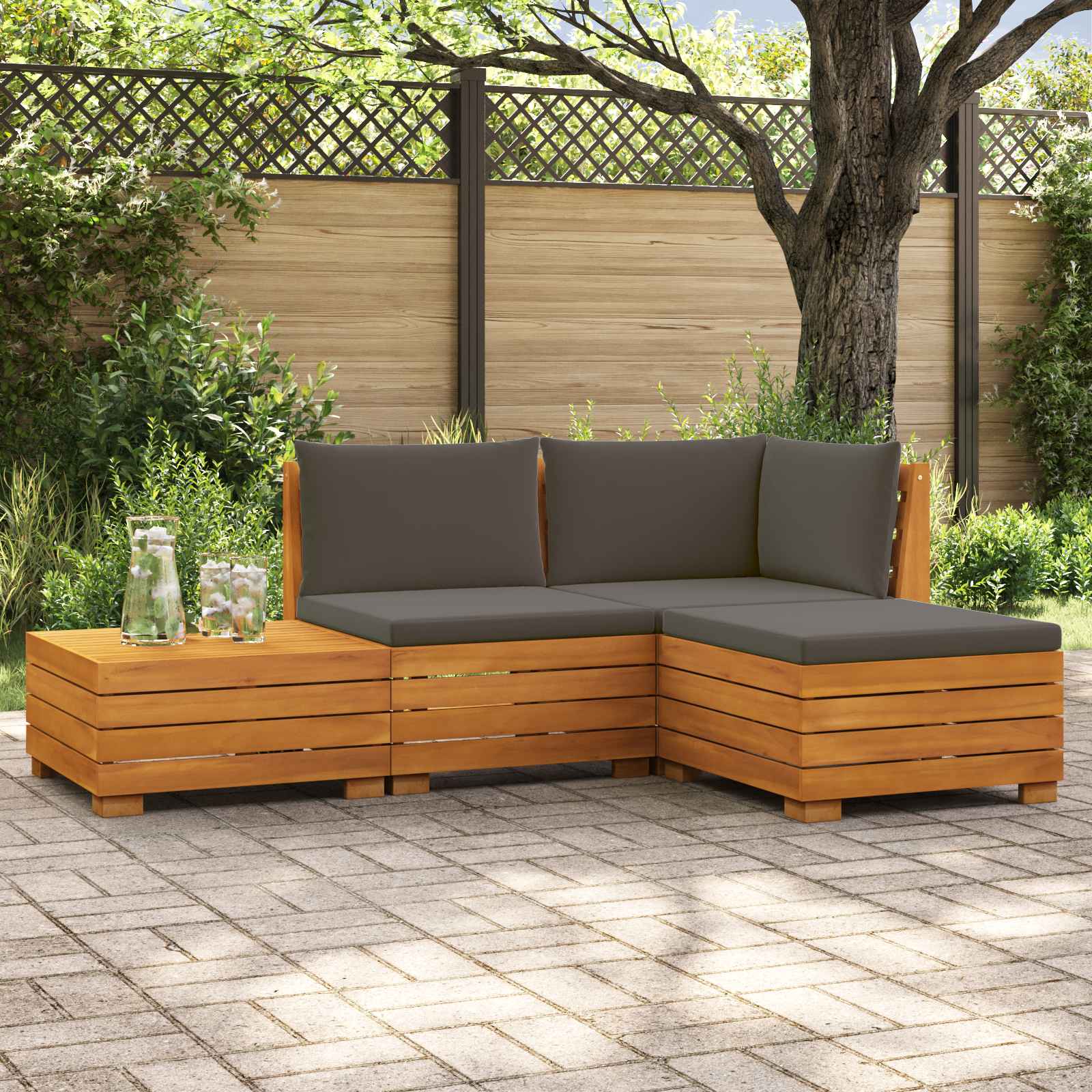 4 stk. Outdoor-Sofagarnitur Massivholz Akazie Braun