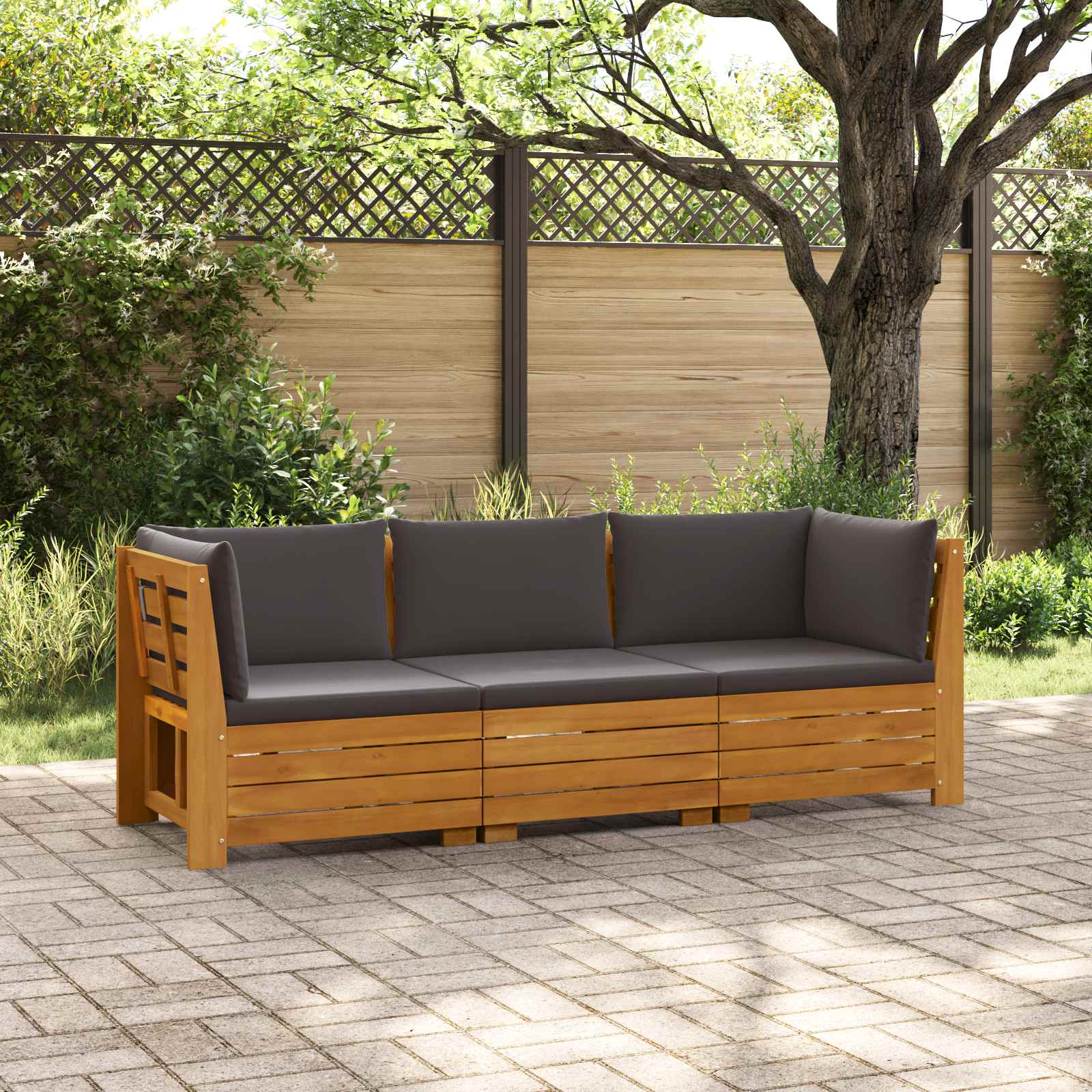 3 stk. Outdoor-Sofagarnitur Massivholz Akazie Braun