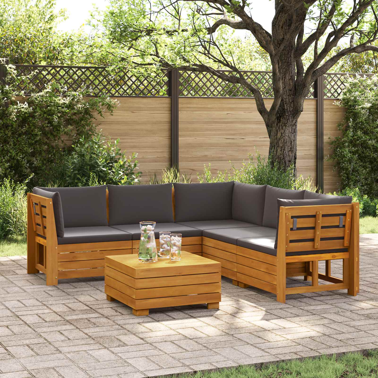 6 stk. Outdoor-Sofagarnitur Massivholz Akazie Braun