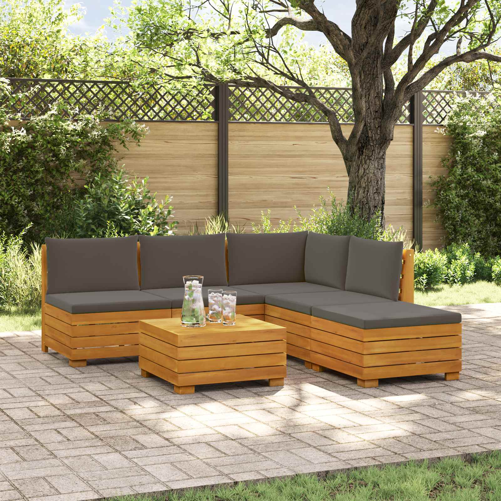 6 stk. Outdoor-Sofagarnitur Massivholz Akazie Braun