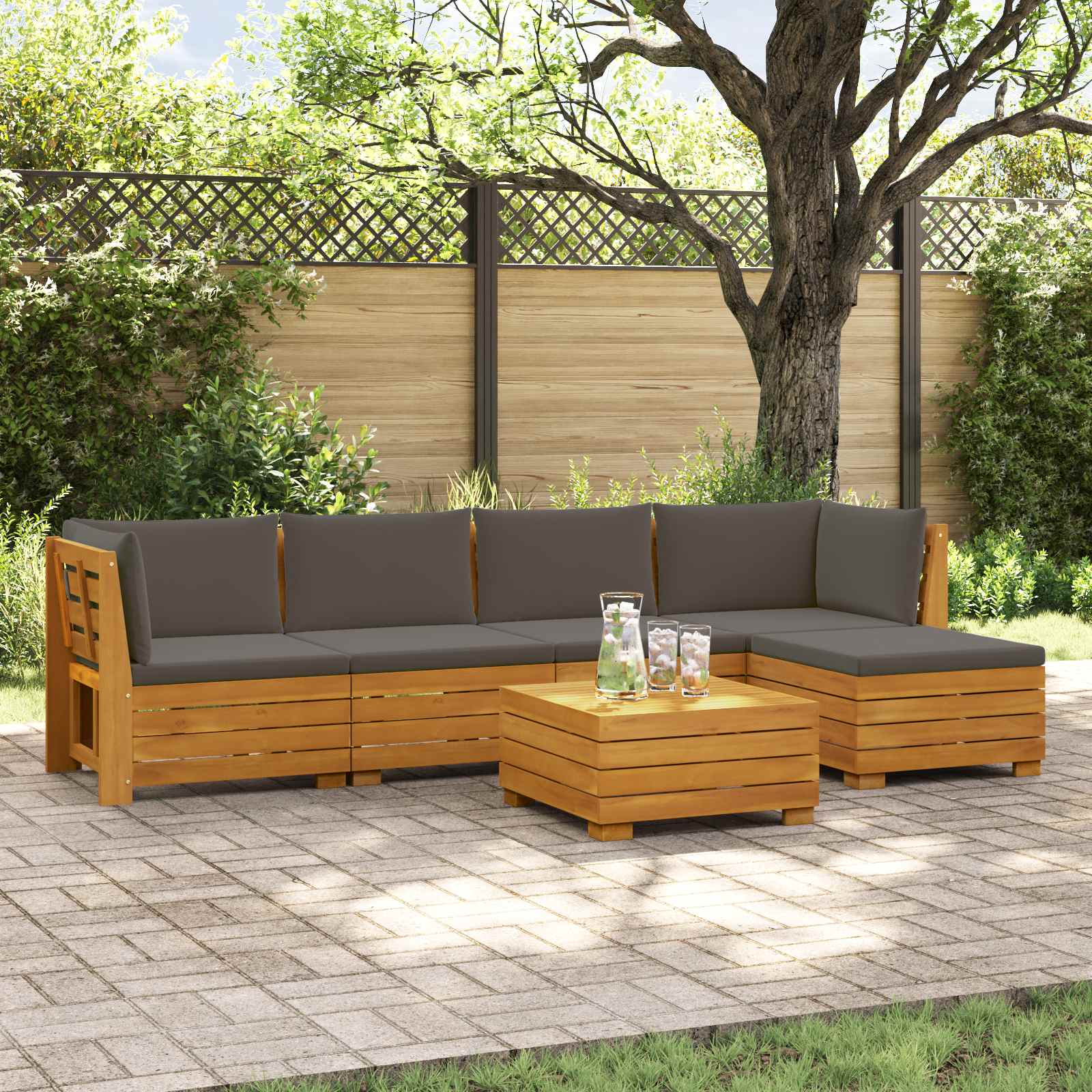 6 stk. Outdoor-Sofagarnitur Massivholz Akazie Braun