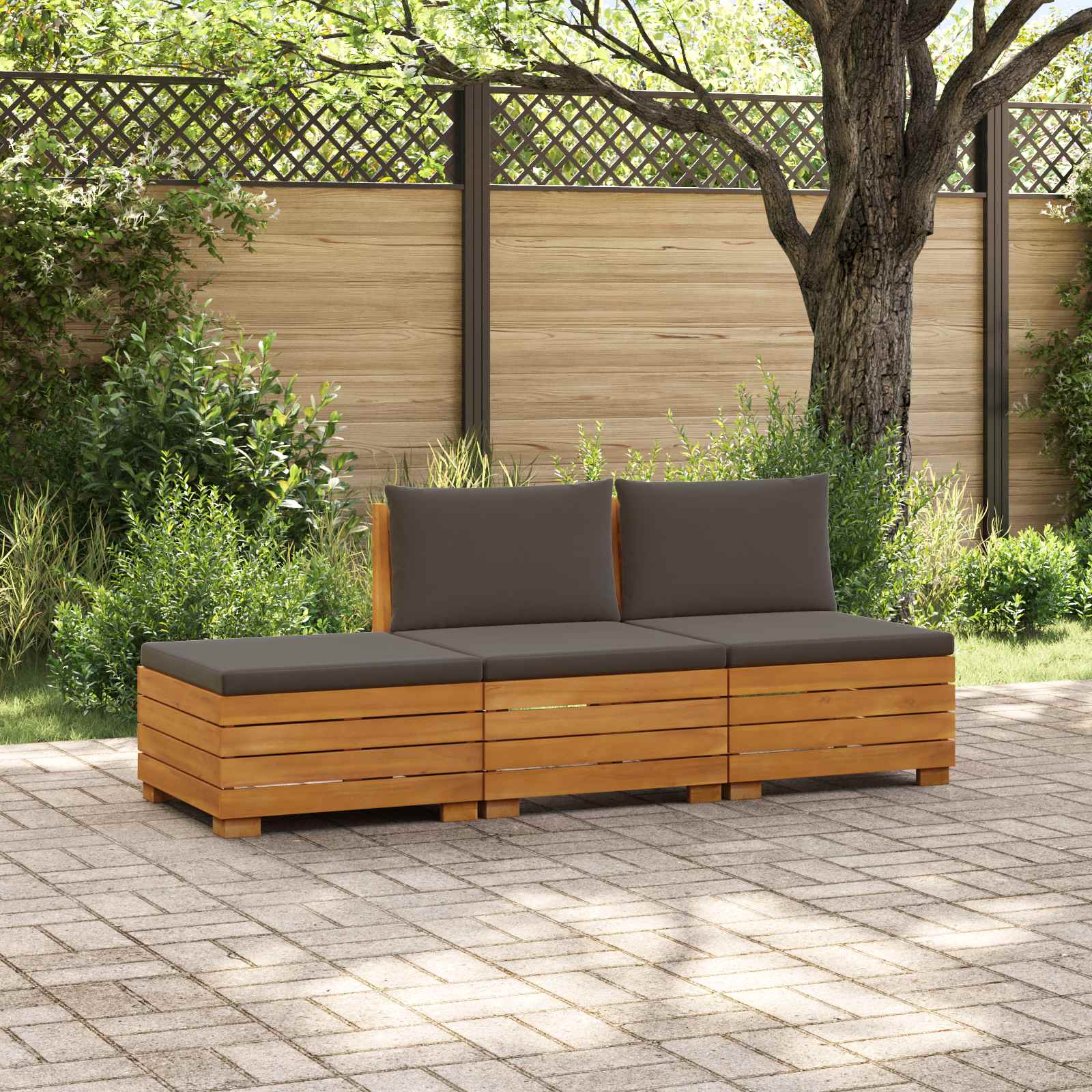 3 stk. Outdoor-Sofagarnitur Massivholz Akazie Braun