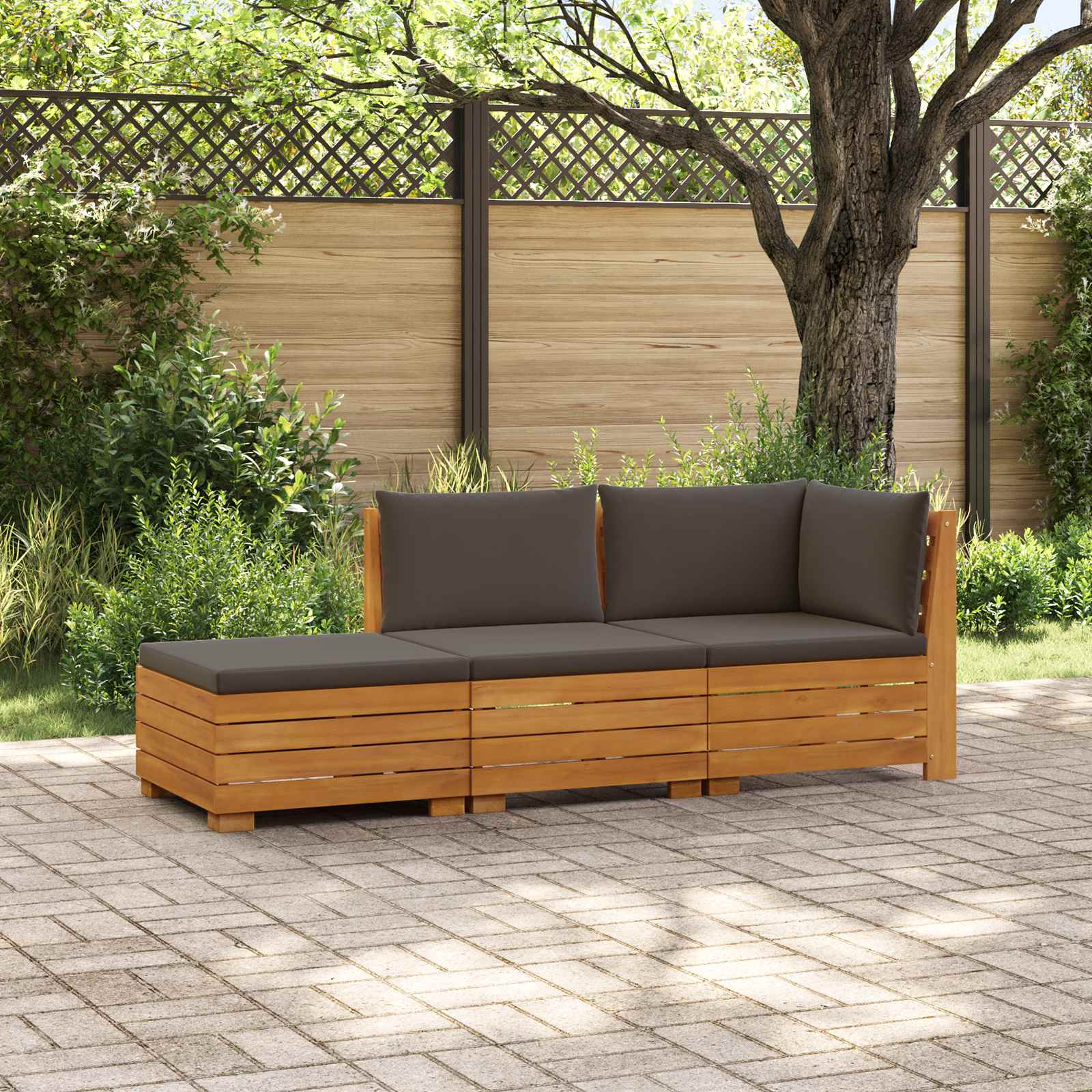 3 stk. Outdoor-Sofagarnitur Massivholz Akazie Braun