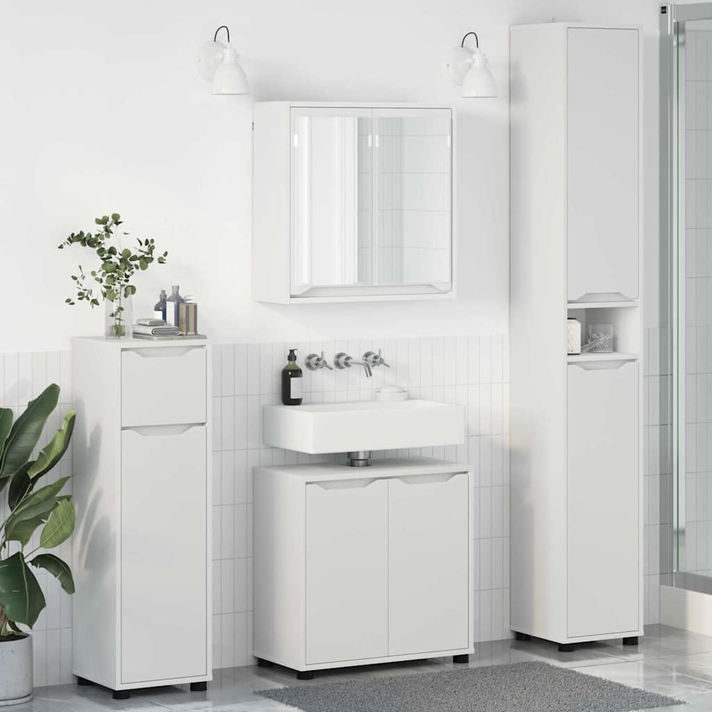 Badezimmermöbel-Set 4 stk. Weiß 30,5 x 30 x 195 cm