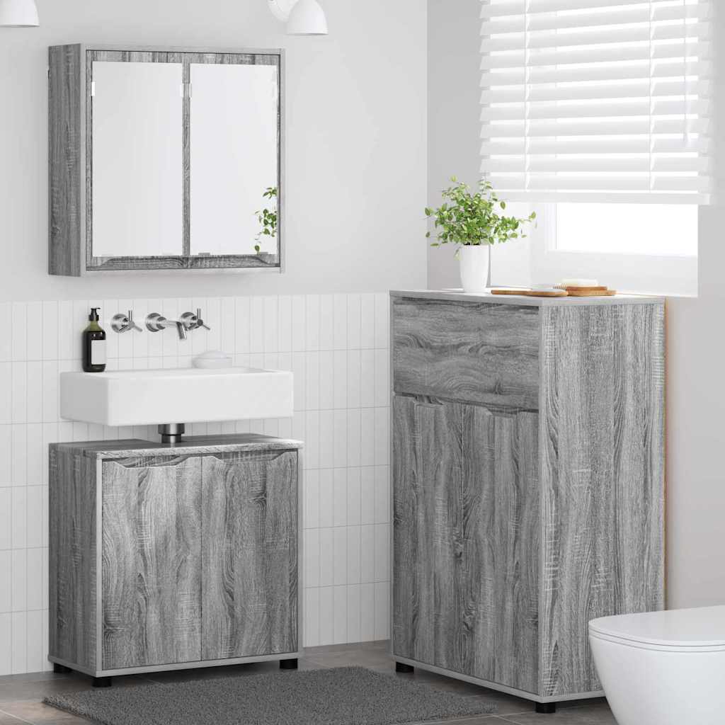 Badezimmermöbel-Set 3 stk. Graues Sonoma 72,5 x 36,5 x 100 cm