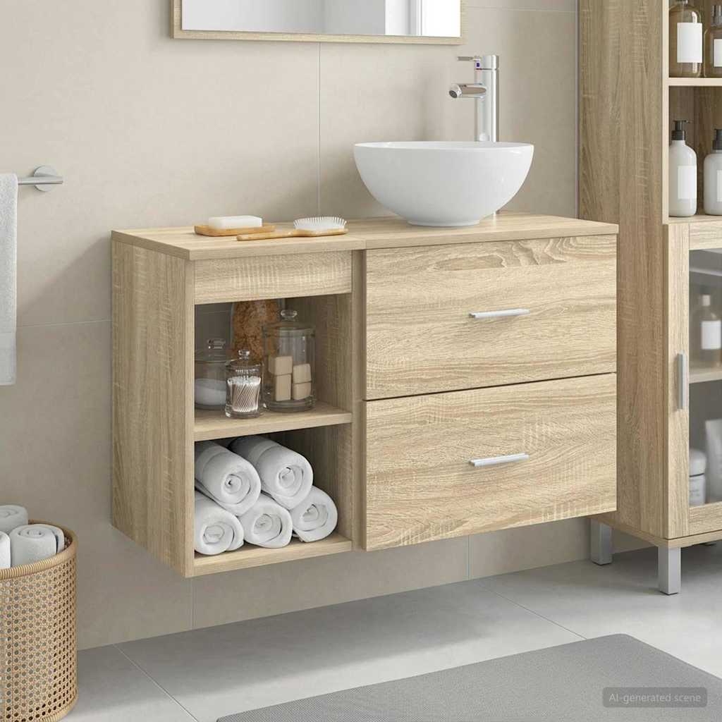Badezimmermöbel-Set 2 stk. Sonoma-Eiche Holzwerkstoff