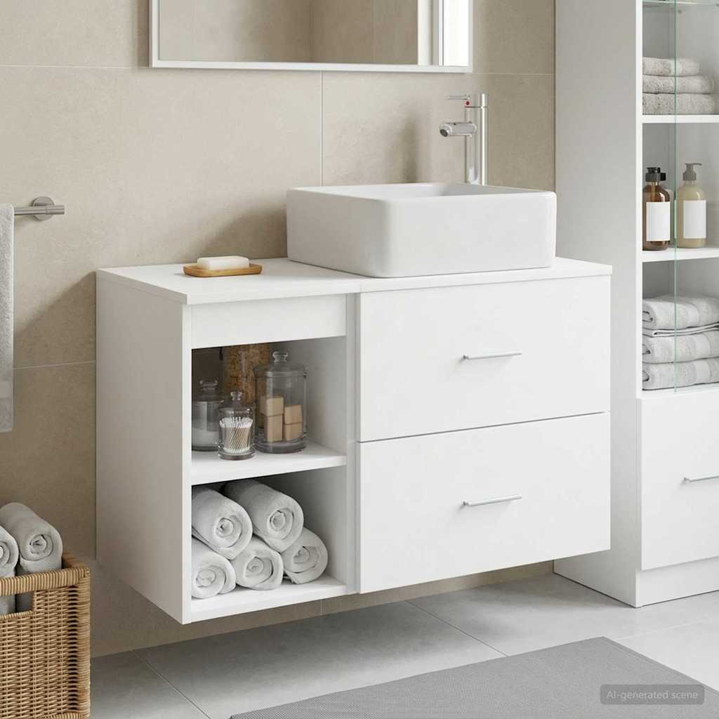 Badezimmermöbel-Set 2 stk. Weiß Holzwerkstoff