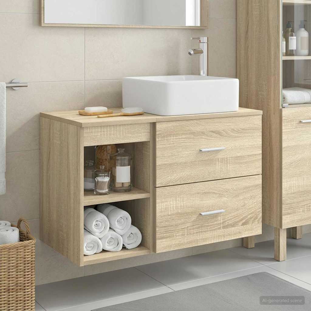 Badezimmermöbel-Set 2 stk. Sonoma-Eiche Holzwerkstoff