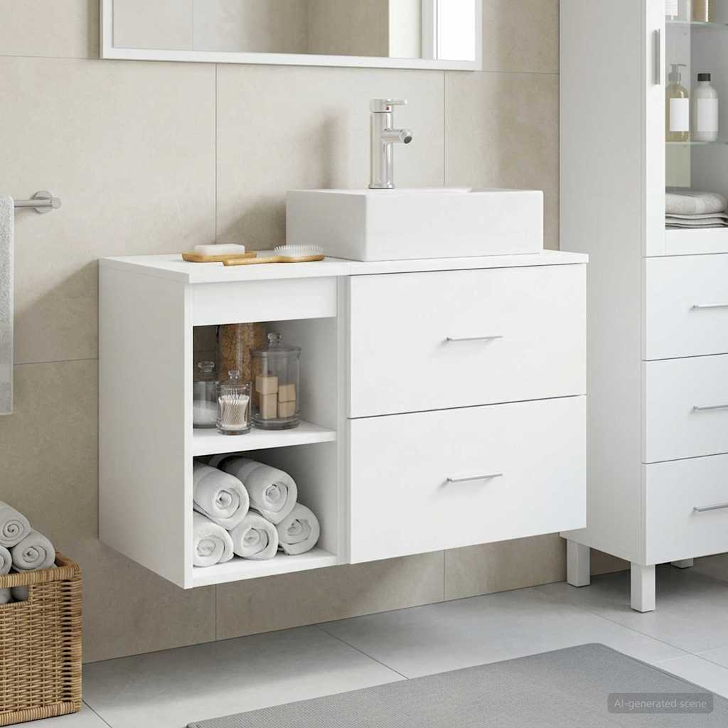 Badezimmermöbel-Set 2 stk. Weiß Holzwerkstoff