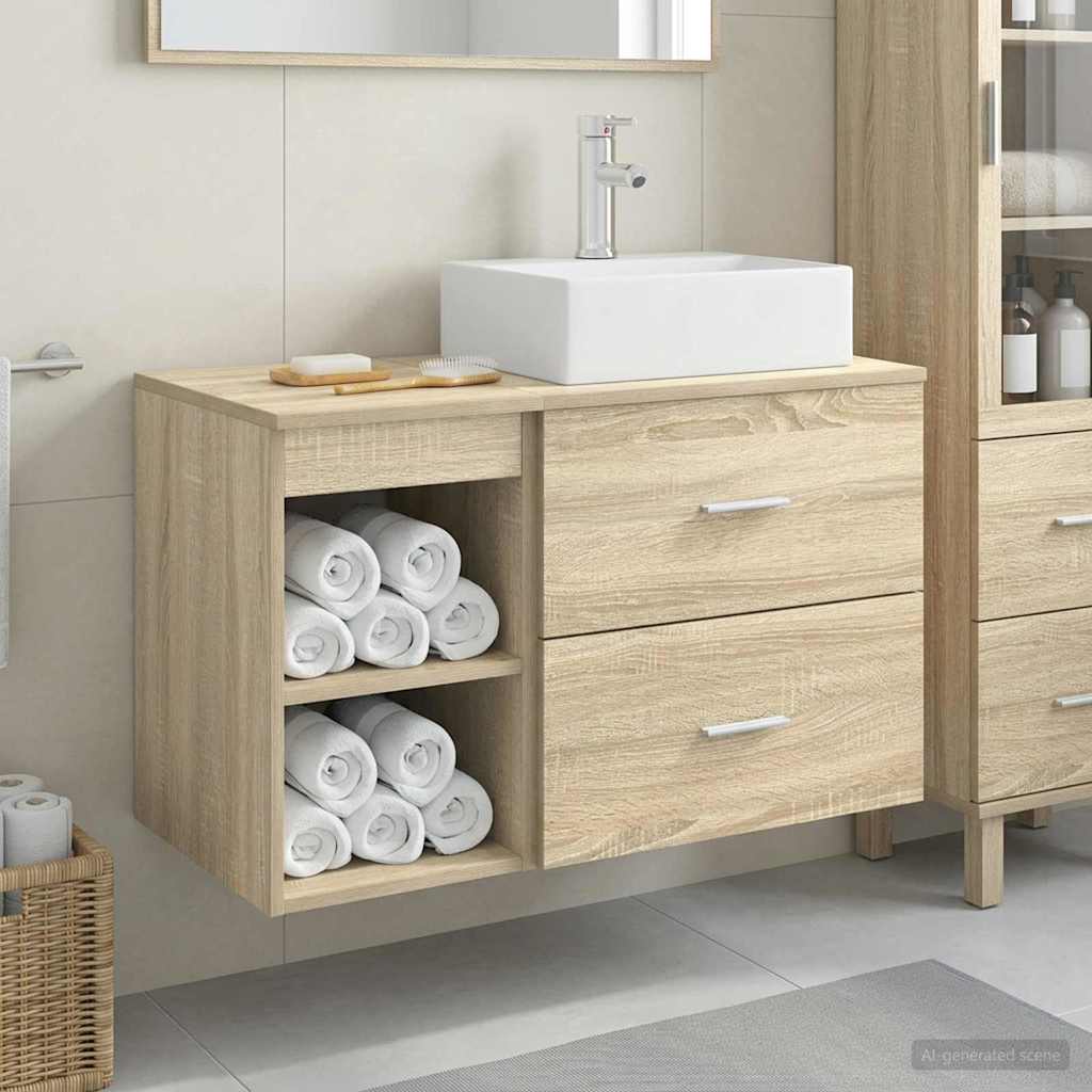 Badezimmermöbel-Set 2 stk. Sonoma-Eiche Holzwerkstoff