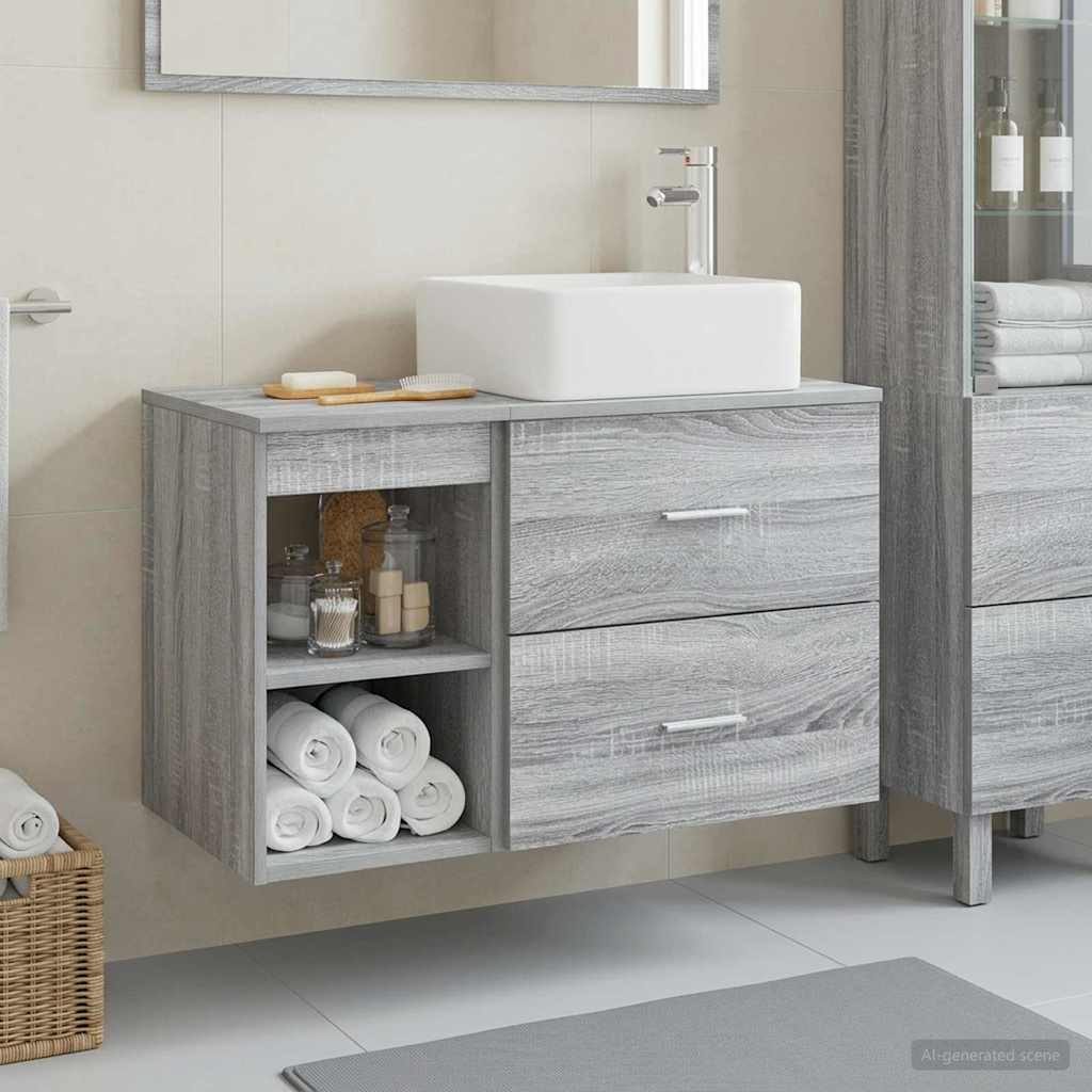 Badezimmermöbel-Set 2 stk. Grau Sonoma Holzwerkstoff