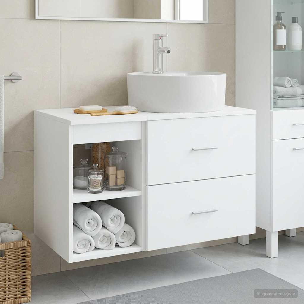 Badezimmermöbel-Set 2 stk. Weiß Holzwerkstoff